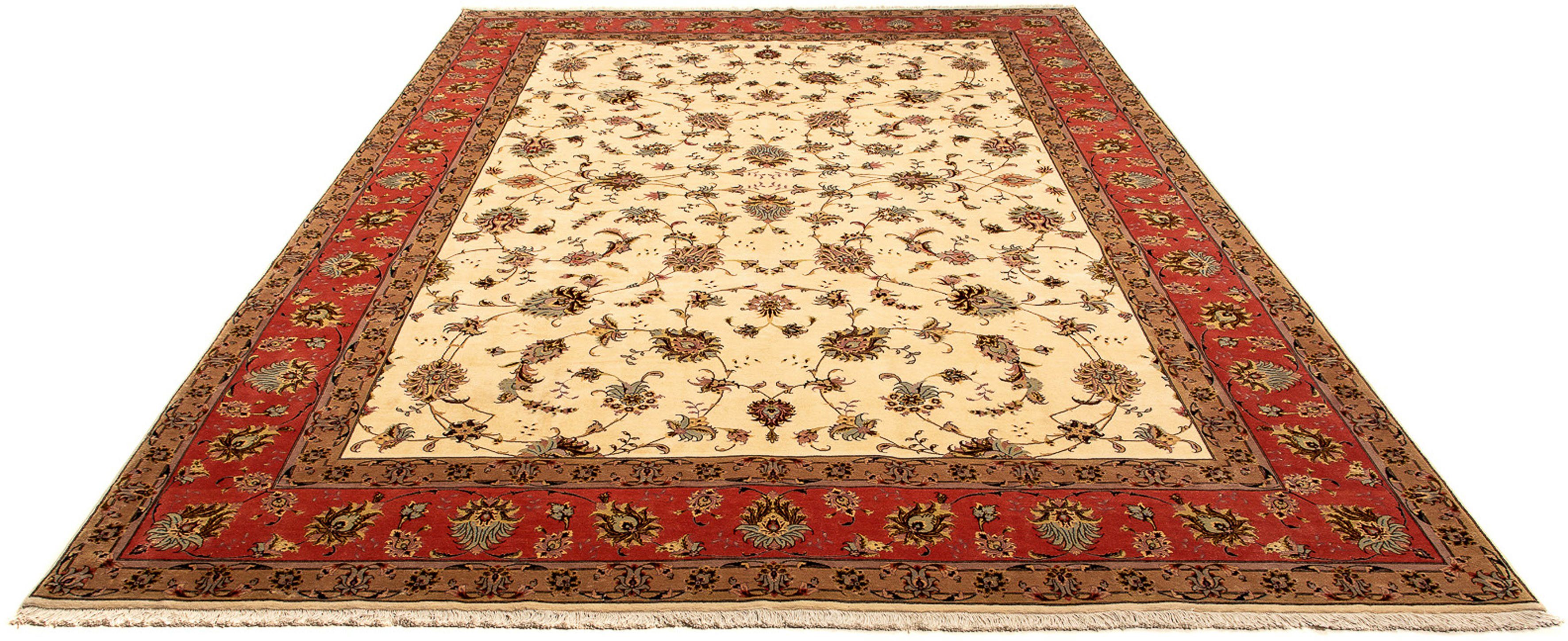 Orientteppich Perser - Täbriz - Royal - 368 x 250 cm - beige, morgenland, rechteckig, Höhe: 7 mm, Wohnzimmer, Handgeknüpft, Einzelstück mit Zertifikat | Kurzflor-Teppiche