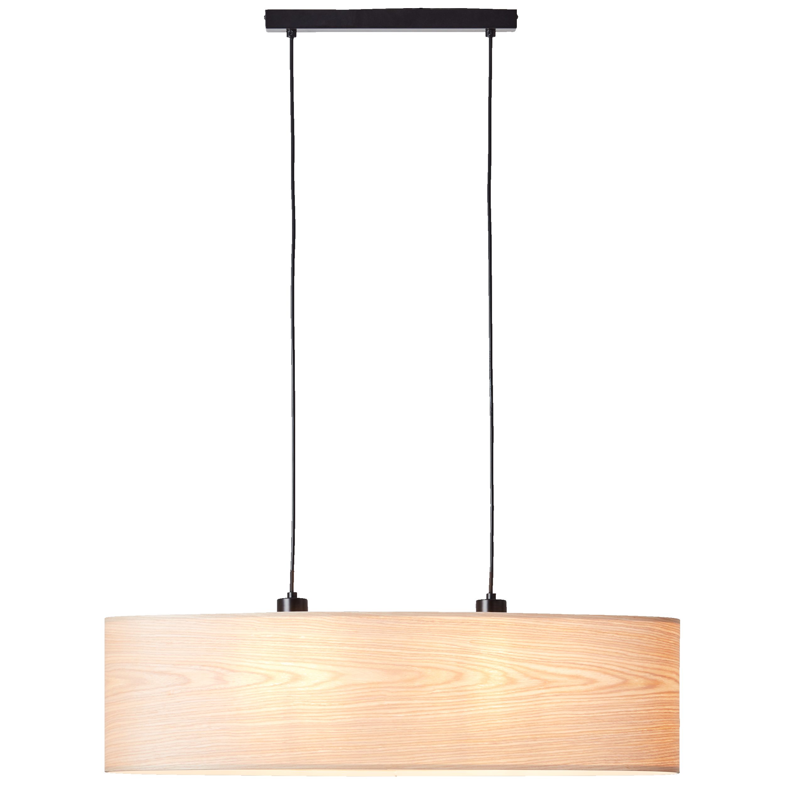 Lightbox Pendelleuchte, ohne Leuchtmittel, Hängelampe, oval, 2 x E27, max. 52 W, Metall/Holz, hellbraun/schwarz