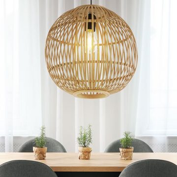 Globo Pendelleuchte, Leuchtmittel nicht inklusive, Hängelampe Pendelleuchte Esstischlampe Bambus Wohnzimmerlampe H 150 cm