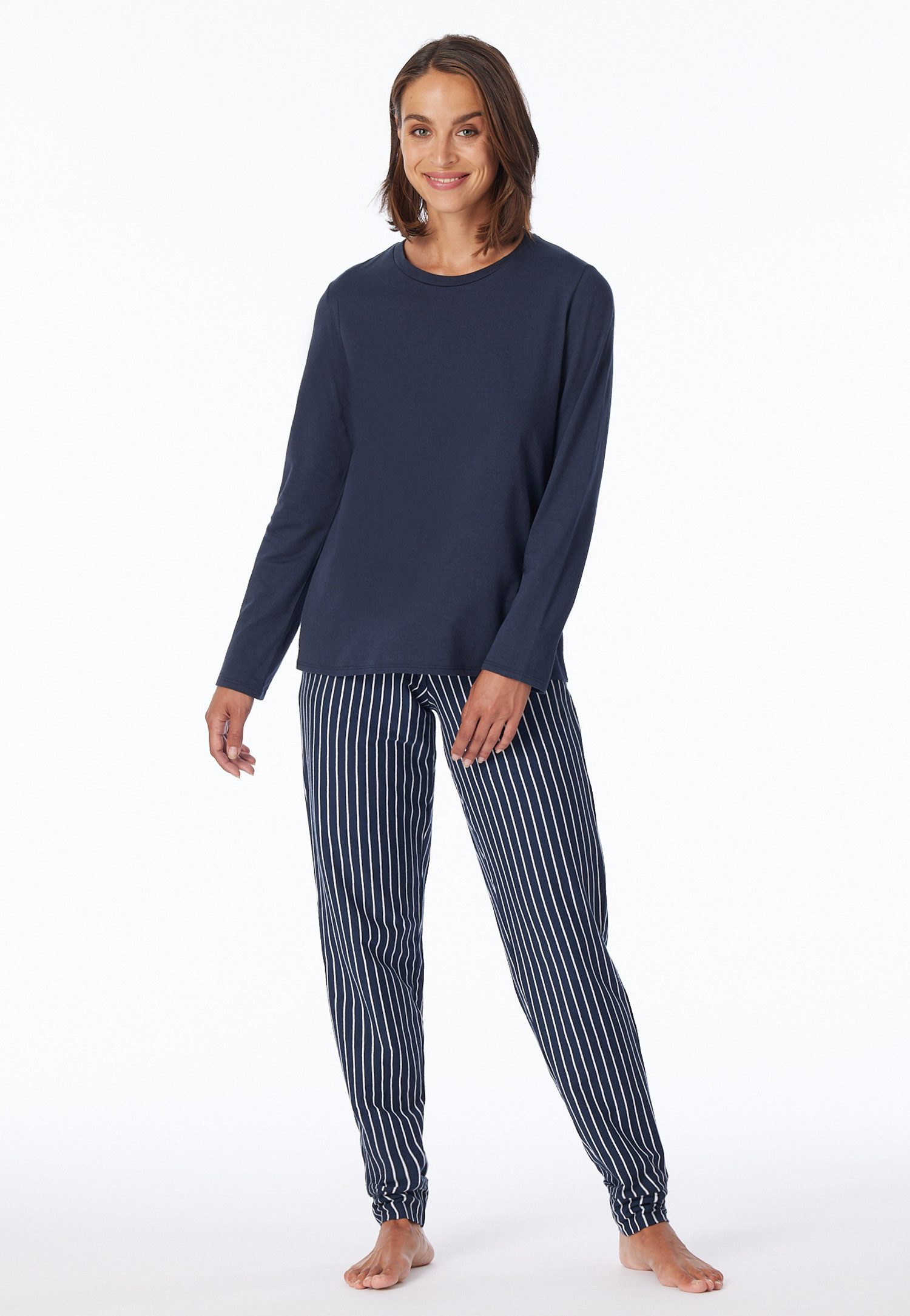 uncover by SCHIESSER Schlafanzug Uncover Nightwear (2 tlg) mit Rundhalsausschnitt, Langarm, Single Jersey-Qualität