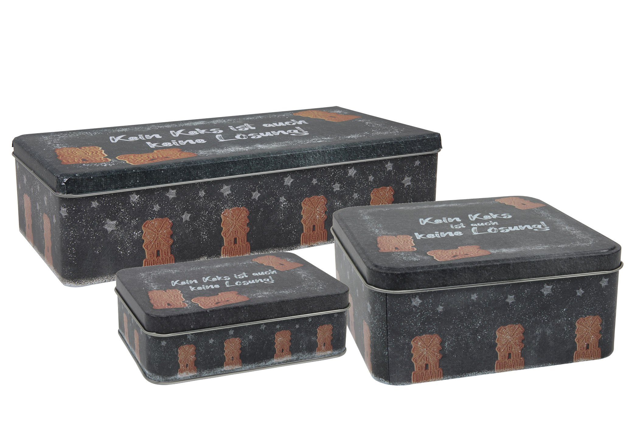 Spetebo Keksdose Metall Gebäckdose 3er Set eckig 33 / 15 / 14 cm