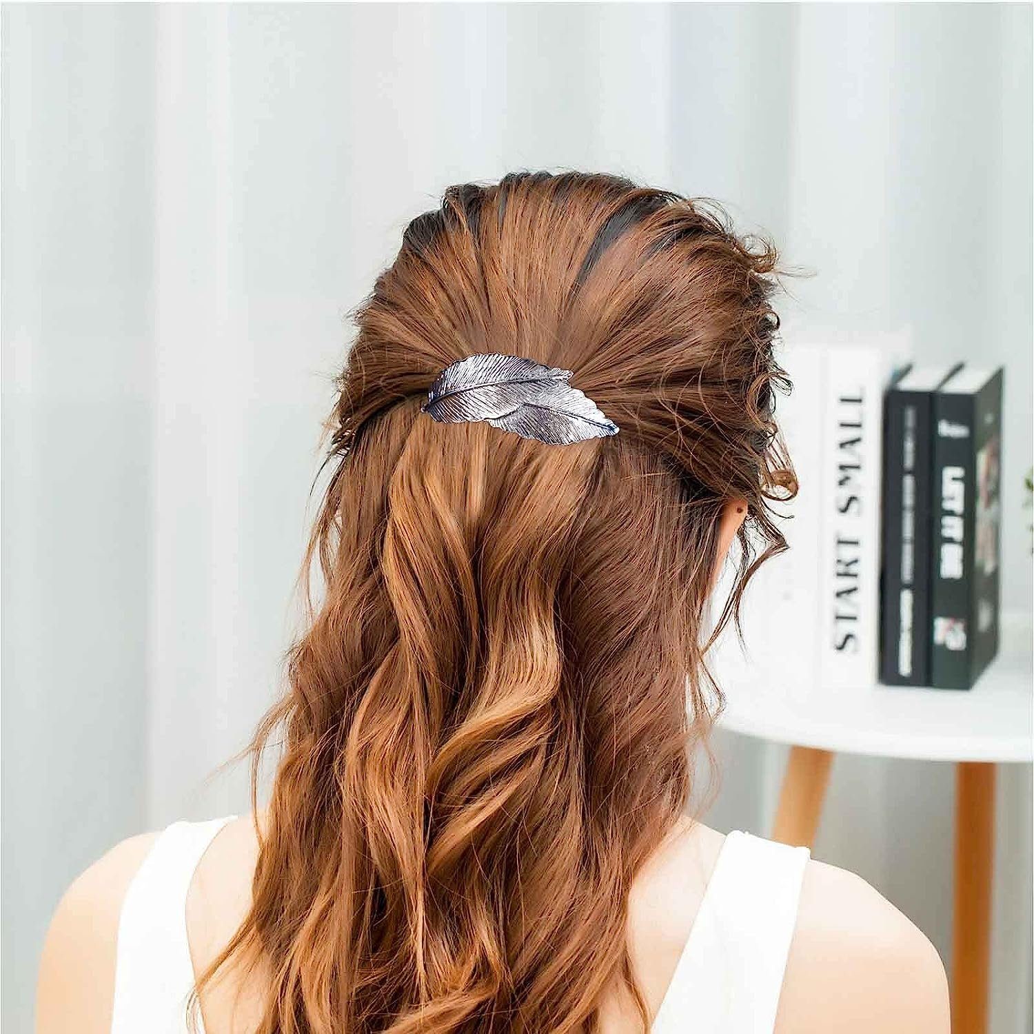 WaKuKa Diadem Retro-Blatt-Haarspange, einfache Silber Blatt-Haarspange