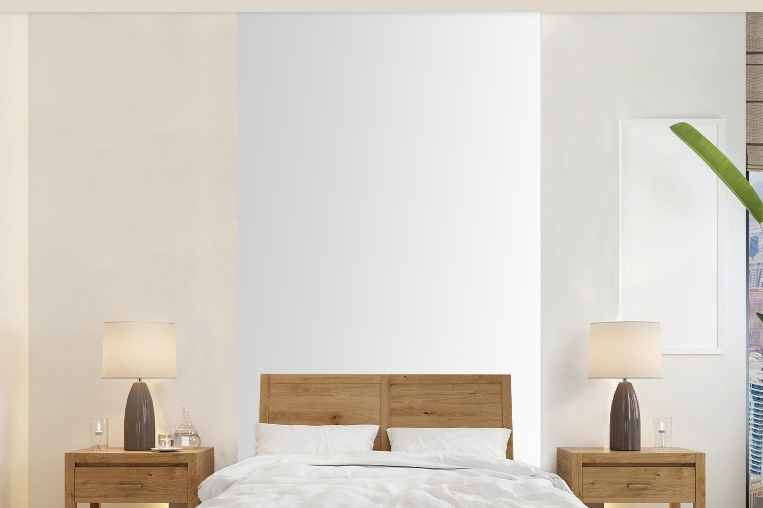 MuchoWow Fototapete Weiß - Farben - Neutral, Matt, bedruckt, (2 St), Vliestapete für Wohnzimmer Schlafzimmer Küche, Fototapete