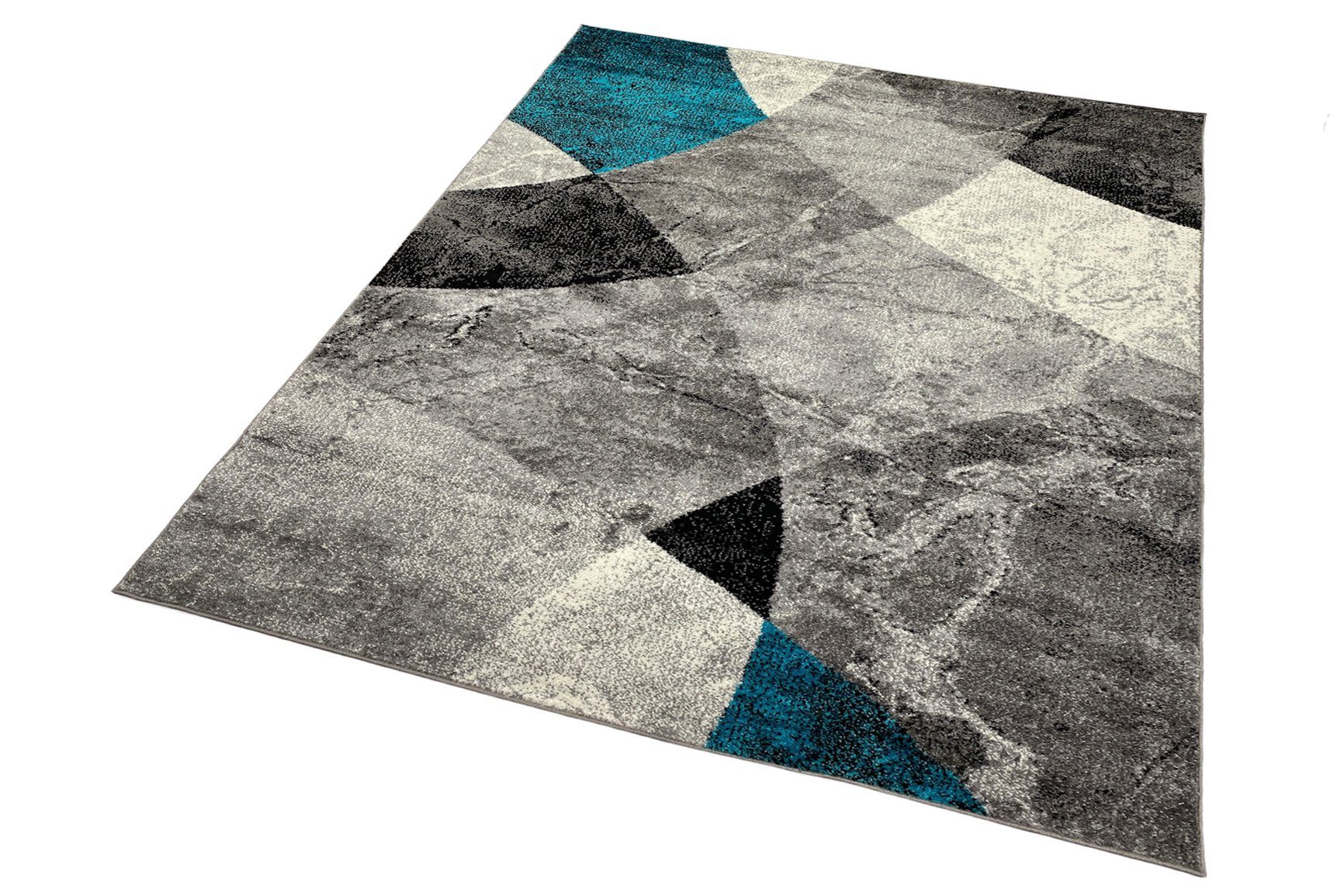 Carpetia Teppich Abstrakter Wohnzimmer Teppich Rauten Design grau blau - pf günstig online kaufen
