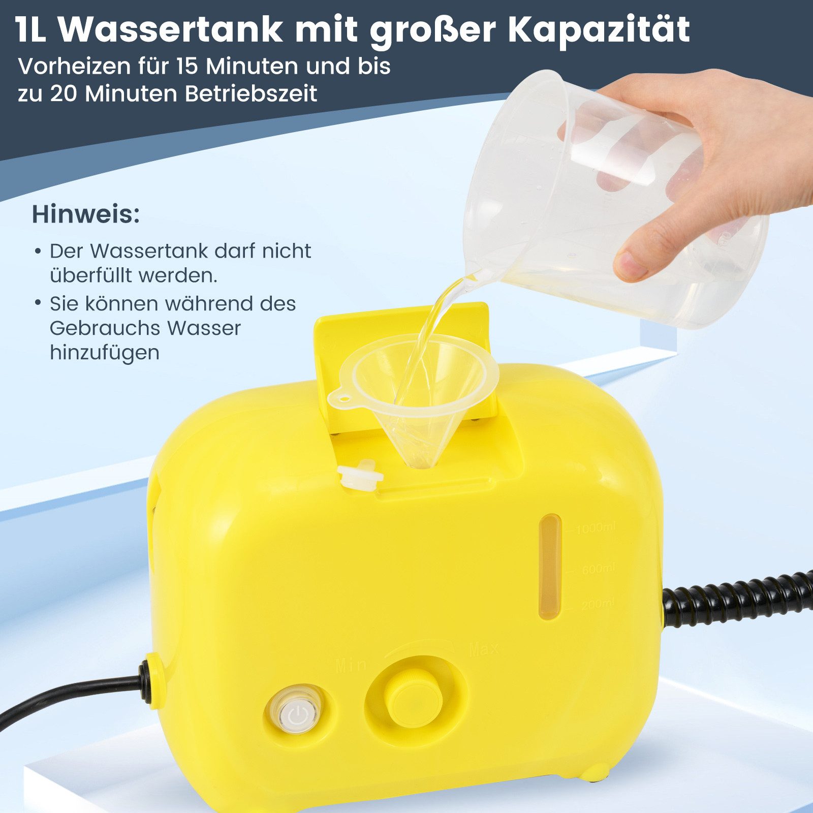COSTWAY Dampfreiniger, 1500 W, 3 bar, bis 180℃, Handgerät mit 10 Teilen