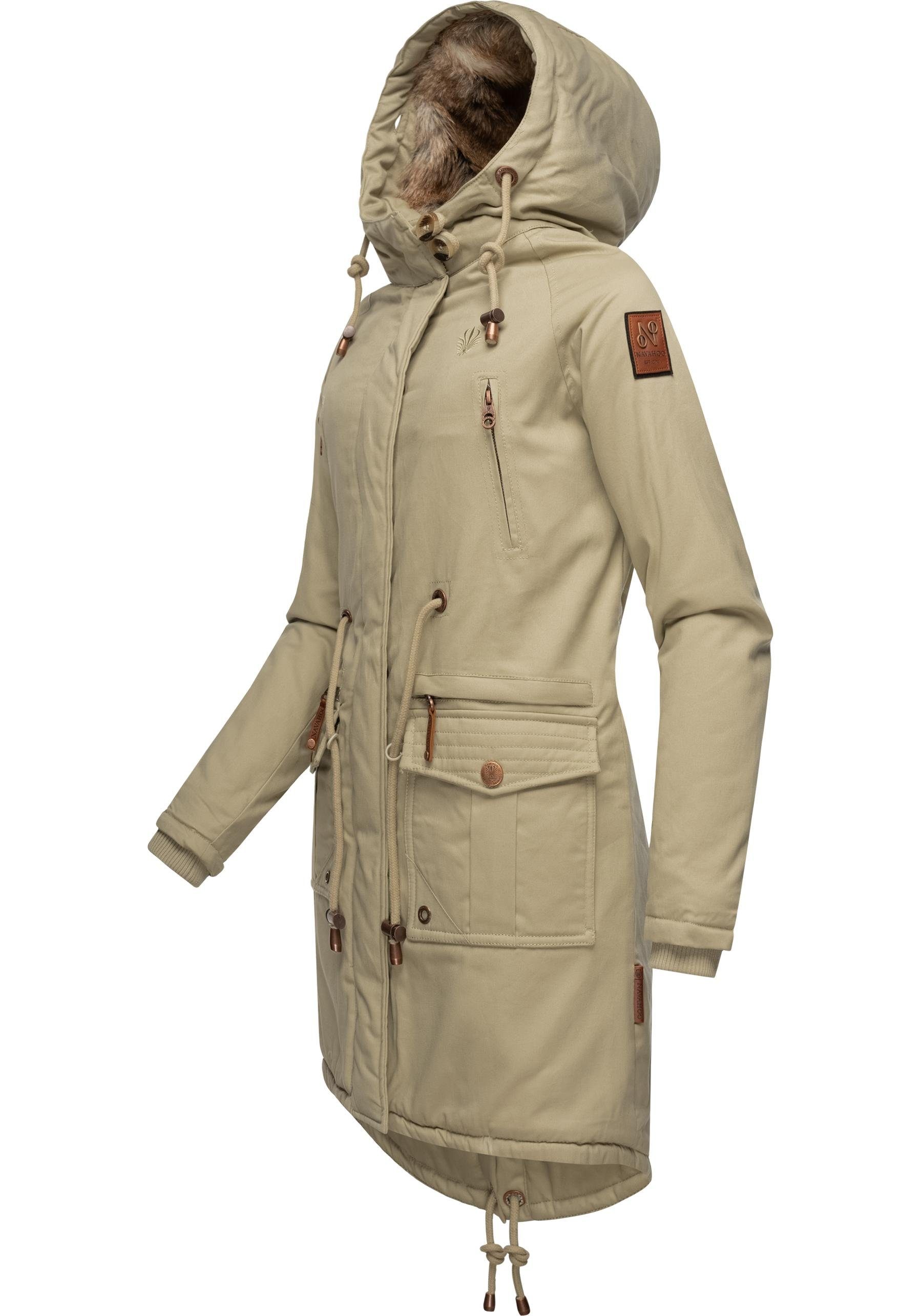 Navahoo Wintermantel Rosinchen stylischer Damen Winter Baumwollparka mit Kunstfell – Bild 4 von 5