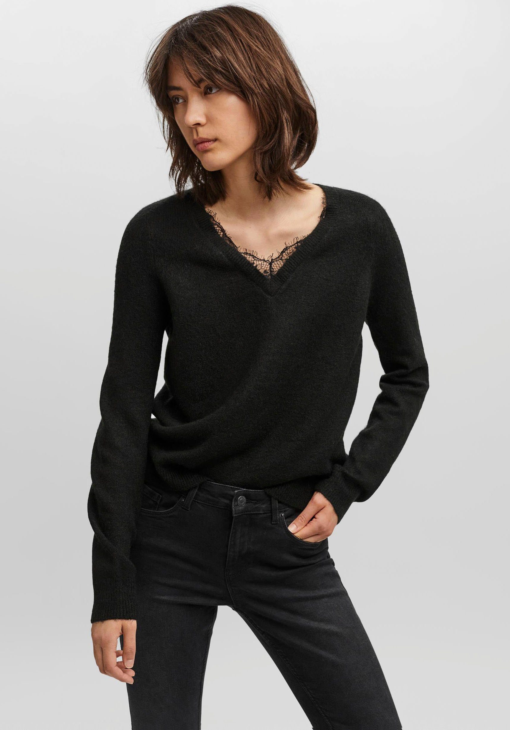 Damen Pullover Vero Moda V-Ausschnitt-Pullover VMIVA mit Spitze
