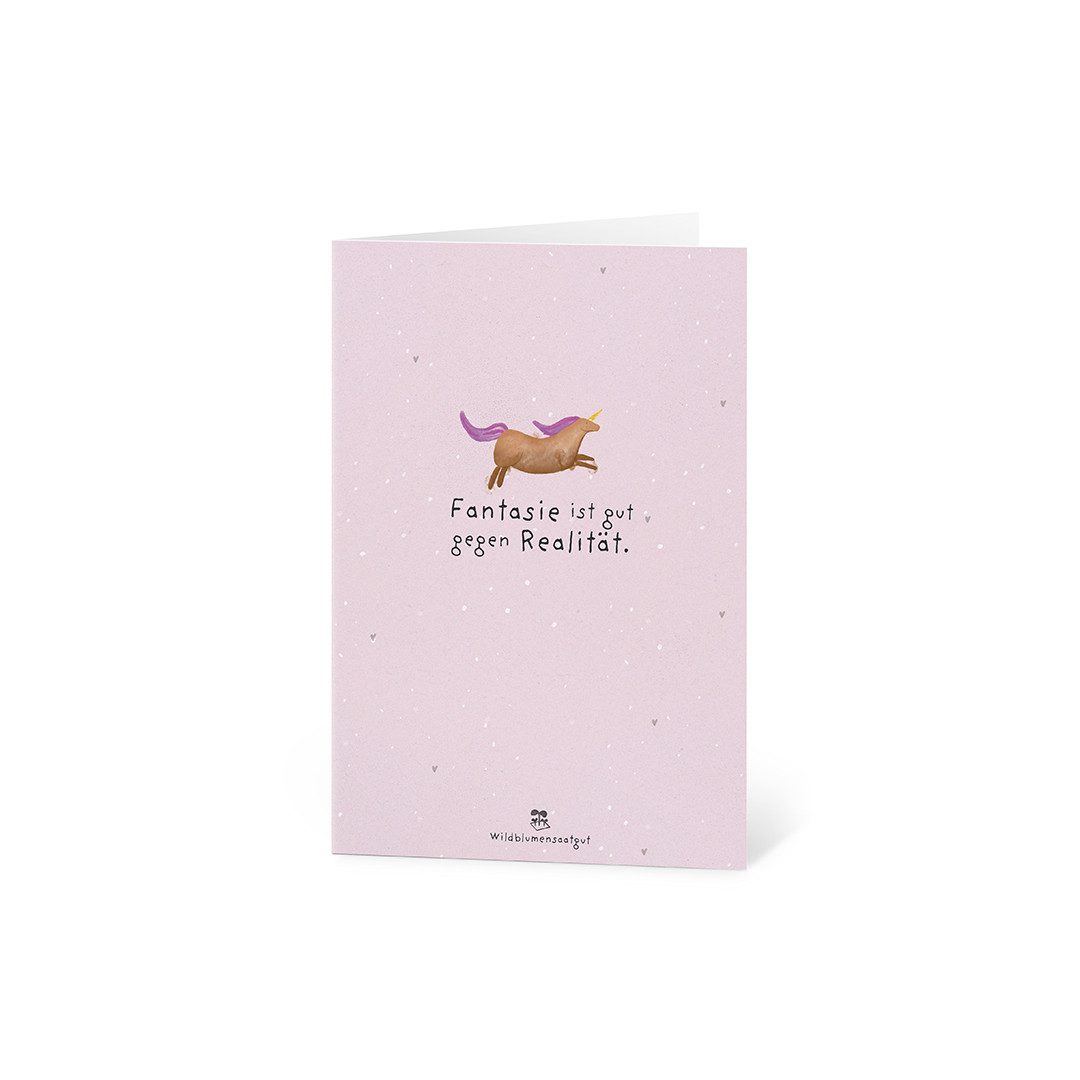 Die Stadtgärtner Grußkarte Wachsende Grußkarte mit Saatgut, Lustige Einhorn Karte, Zum Einpflanzen, mit Wildblumensamen, innen unbedruckt