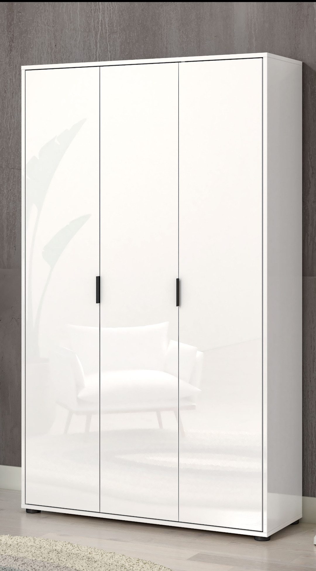 Home affaire Mehrzweckschrank JOLLY, Stauraumschrank, Breite 107 cm, Höhe 178 cm (1-St) 3 Türen,3 kleine,1 großer Einlegeboden- Schrank hochglanz lackiert – Bild 2 von 5