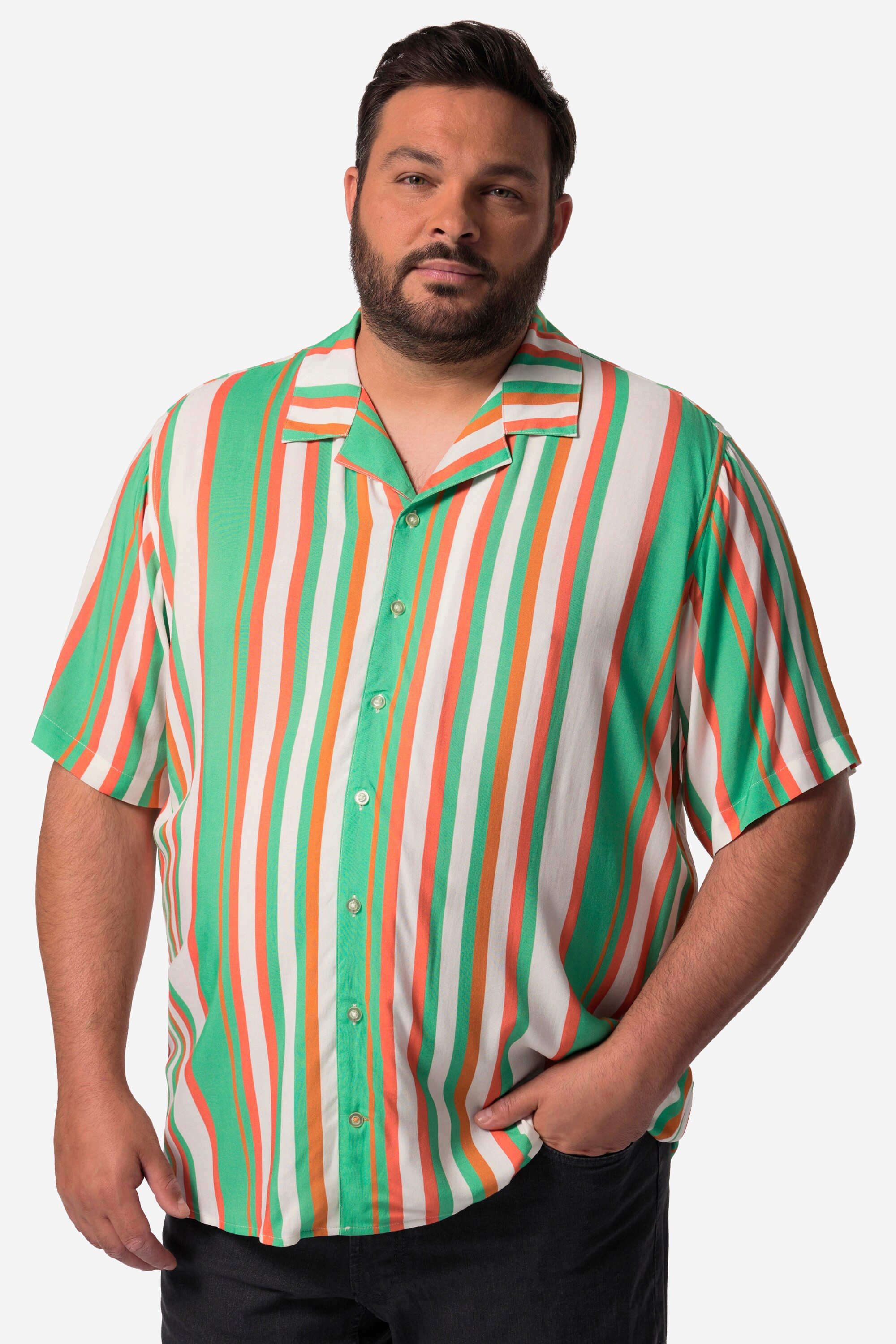 Men Plus Kurzarmhemd Men+ Streifenhemd Halbarm Cuba-Kragen bis 8 XL