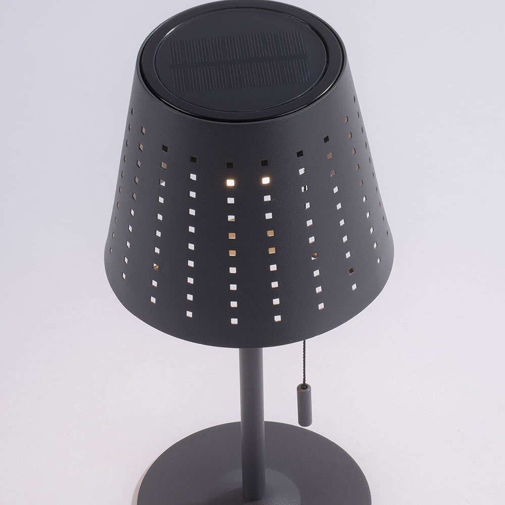 etc-shop LED Außen-Tischleuchte, LED-Leuchtmittel fest 3 dimmer Timer Warmweiß, Solarlampe Tischleuchte verbaut, Stufen Tischlampe LED Kabel USB
