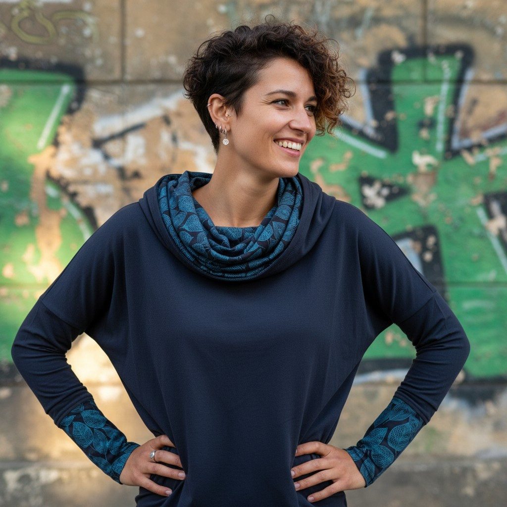 Guru-Shop Longsleeve Lockeres Longshirt aus Bio-Baumwolle, Boho.. alternati günstig online kaufen