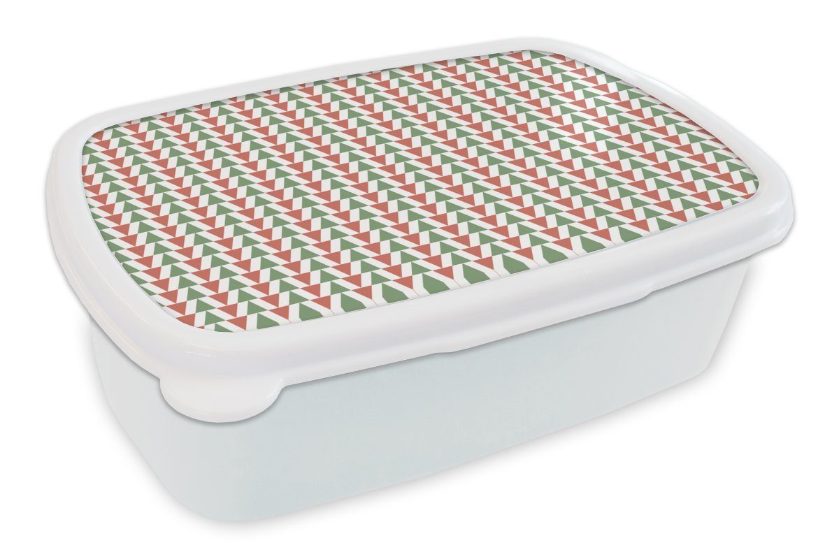 Mädchen Kunststoff, Lunchbox für - und Brotbox Dreieck, (2-tlg), - MuchoWow weiß Erwachsene, Kinder für und Jungs Weihnachten Brotdose, Muster