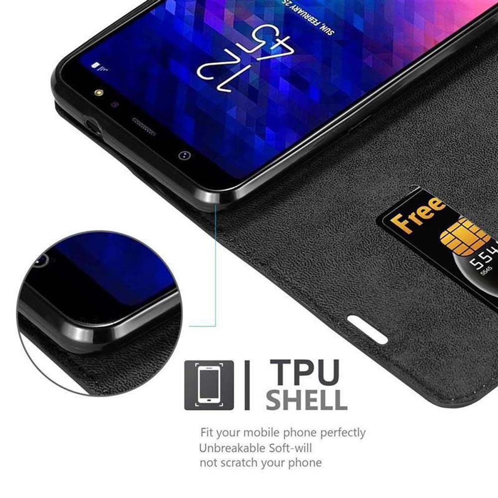 Cadorabo Handyhülle für Samsung Galaxy A6 PLUS 2018 Hülle Samsung Galaxy A6 PLUS 2018, Hülle Schutzhülle mit Standfunktion, Magnetverschluss und Kartenfach