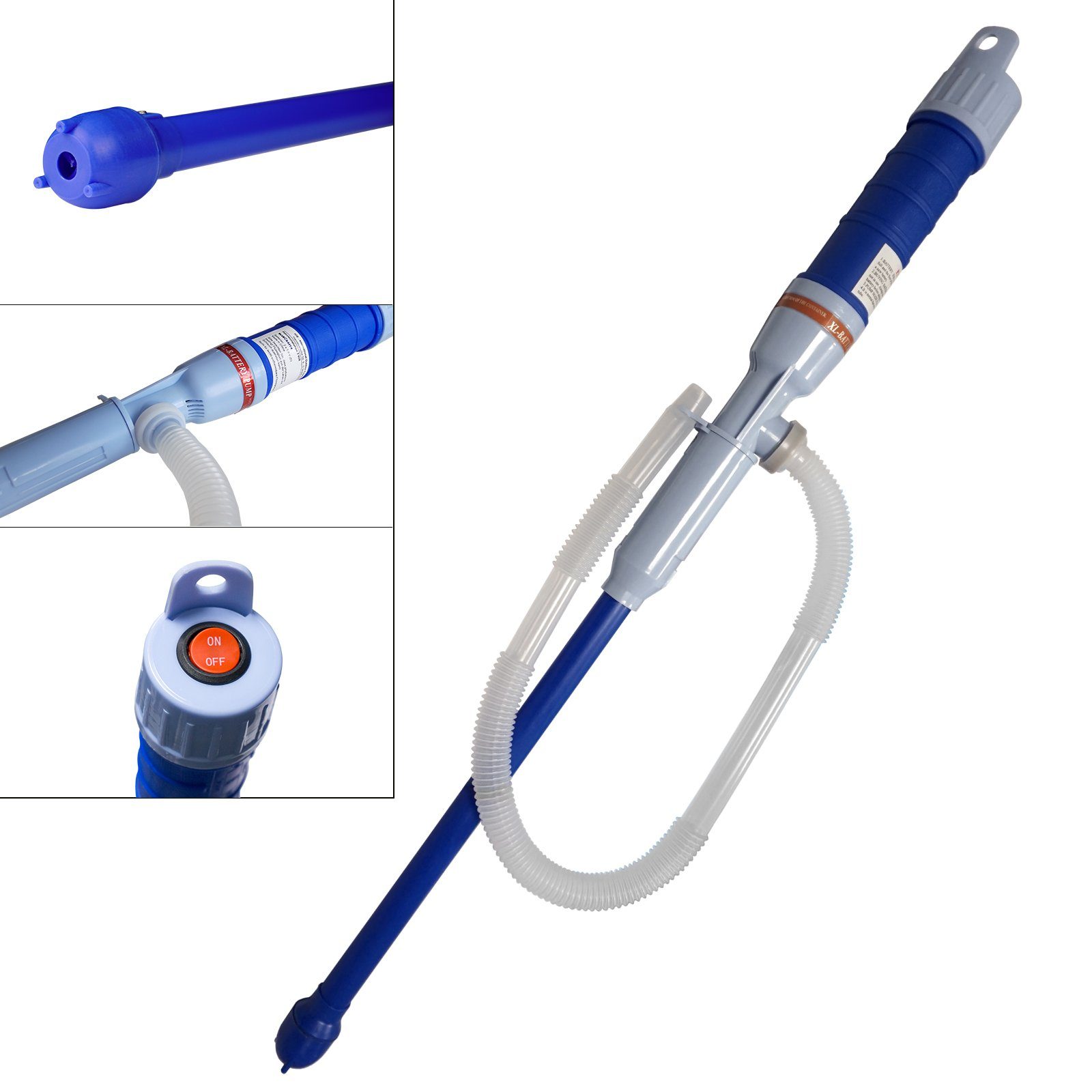 BlueCraft Elektropumpe Umfüllpumpe Fasspumpe Kanisterpumpe Handpumpe, Notpumpe mit Schlauch Brennstoffpumpe