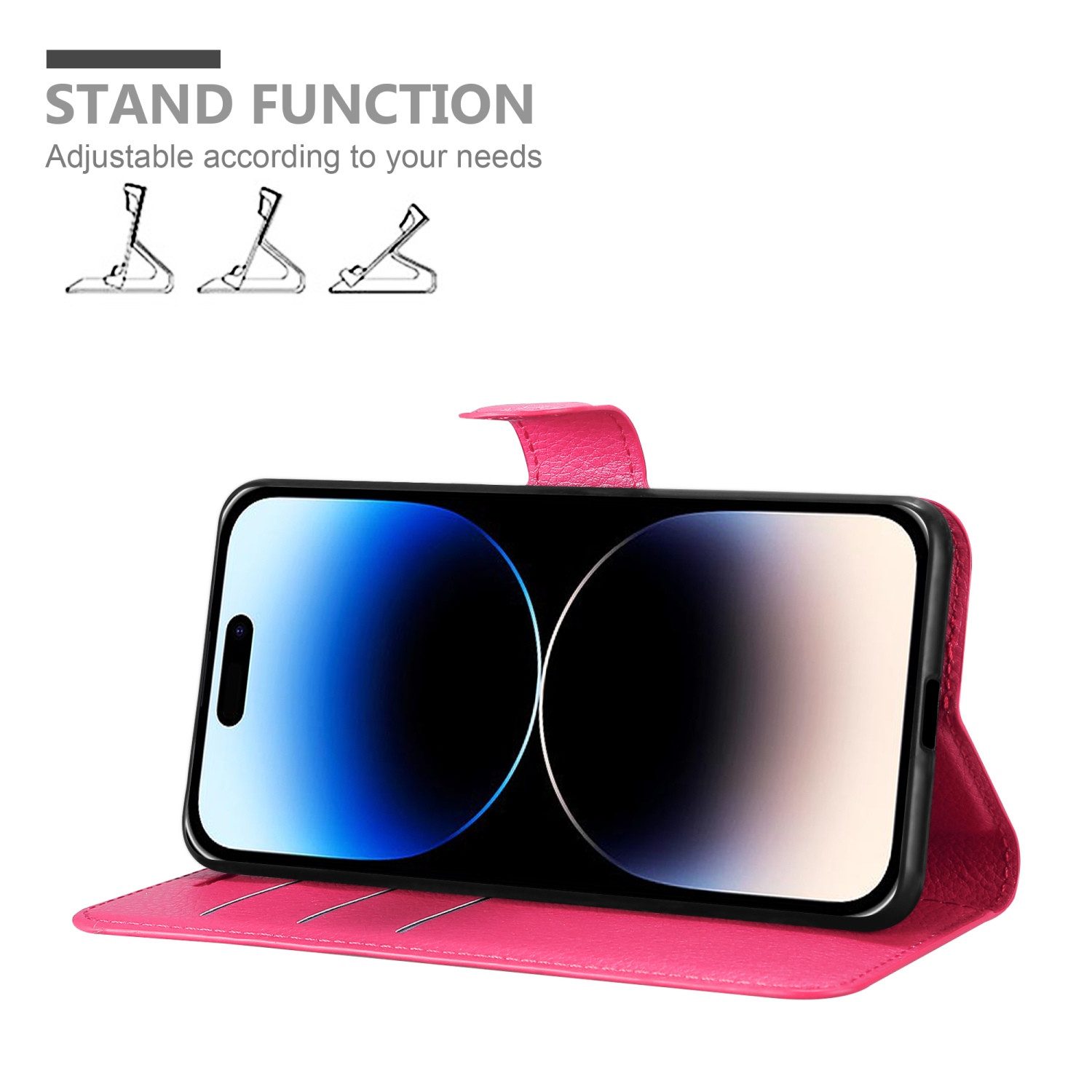 Cadorabo Handyhülle für iPhone 14 PRO Hülle Apple iPhone 14 PRO, Hülle Schutzhülle mit Standfunktion, Kartenfach und Magnetverschluss