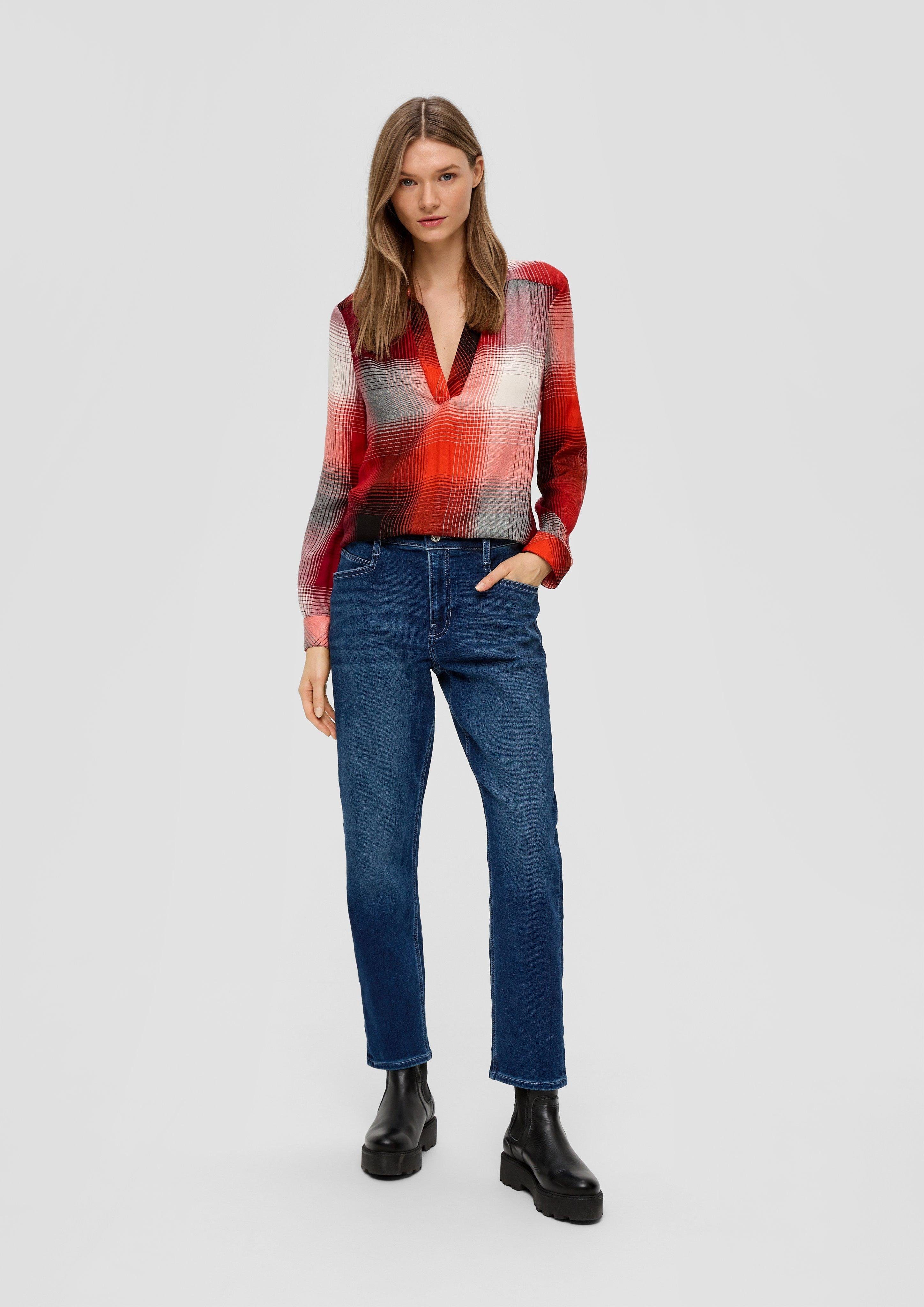 s.Oliver 7/8-Jeans Ankle Jeans Slim Boyfriend / Relaxed Fit / Mid Rise / Tapered Leg Label-Patch, Ziernaht