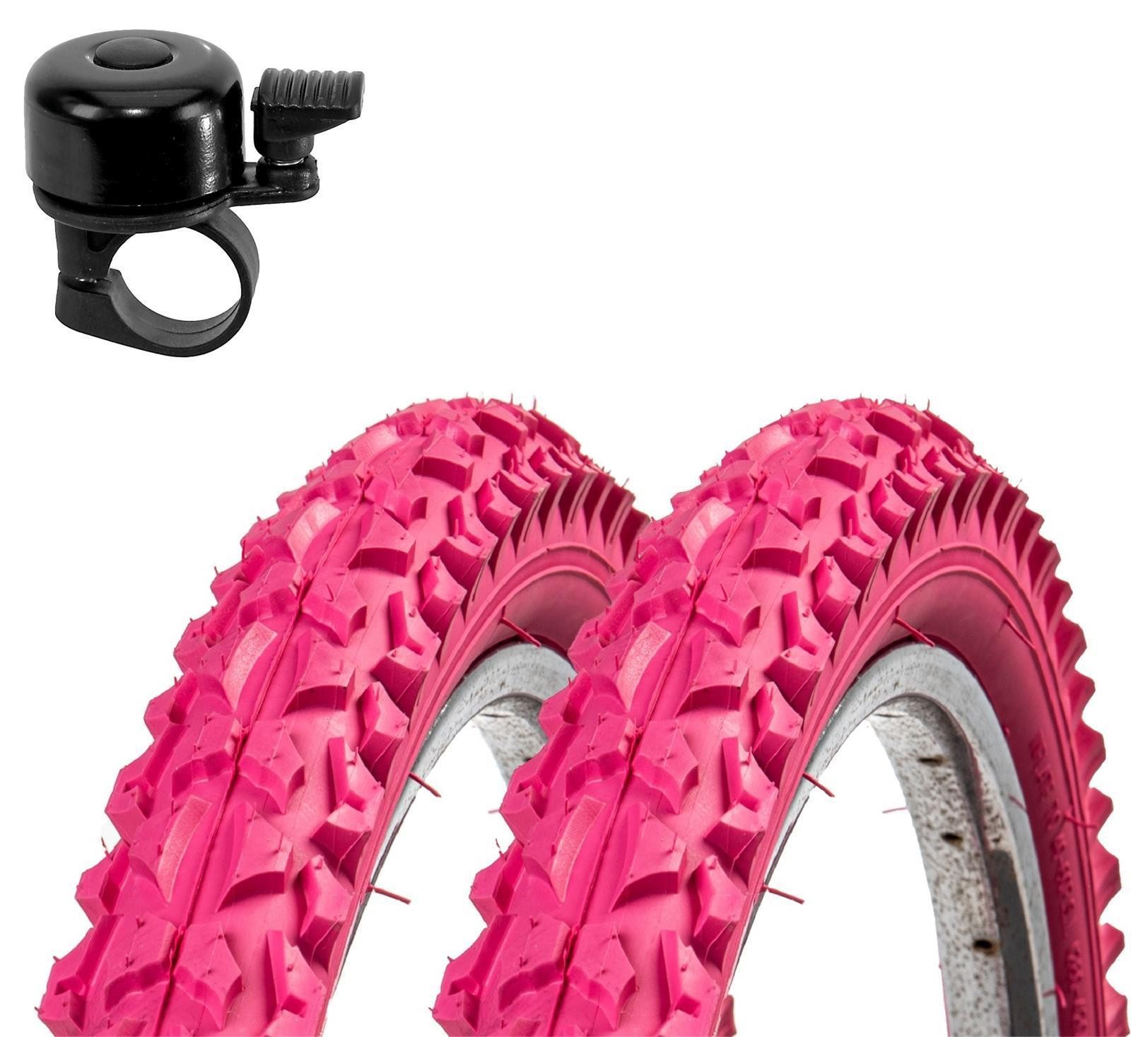 maxxi4you Fahrradreifen 2 x Roverstone 24 x 2,125 (57-507) Rosa inkl. Fahrradklingel