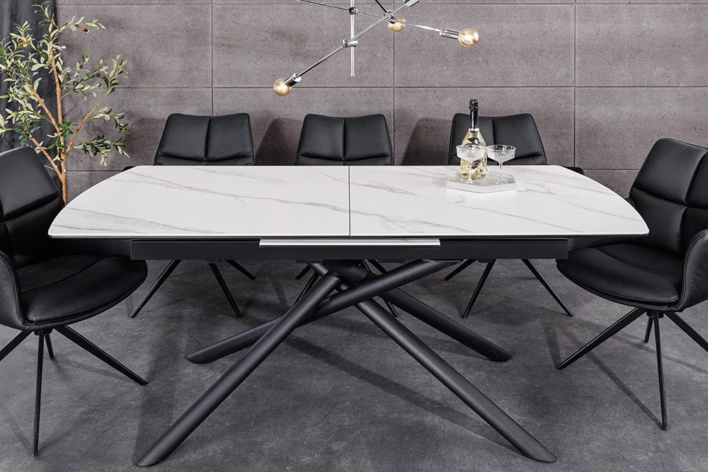 riess-ambiente Esstisch MIKADO 180-230cm weiß/schwarz - Keramik, ausziehbar, Sterngestell (Einzelartikel, 1-St), Marmor-Design & bis zu 10 Personen - ideal für  – Bild 4 von 5