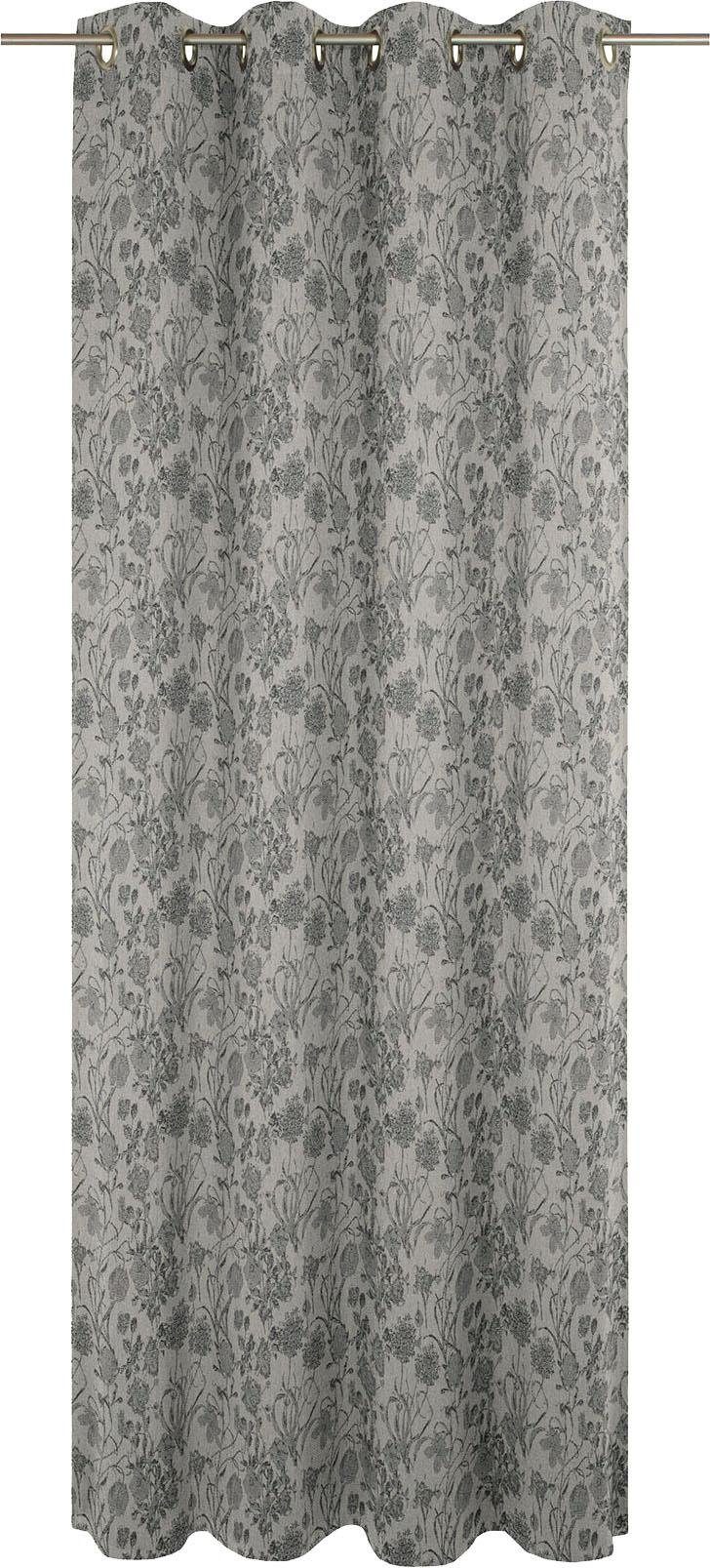 Ösen Flower Light, Cuveé Adam, Jacquard St), (1 schwarz blickdicht, Vorhang