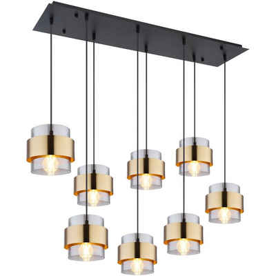 Globo Hängeleuchte Hängeleuchte Hängelampe Pendelleuchte Wohnzimmer 8 Flammig Glas, Rauchglas, modern, ohne Leuchtmittel, Lichtfarbe ist abhängig vom Leuchtmittel, Pendellampe, Schlafzimmer, Esszimmer, Flur, Küche