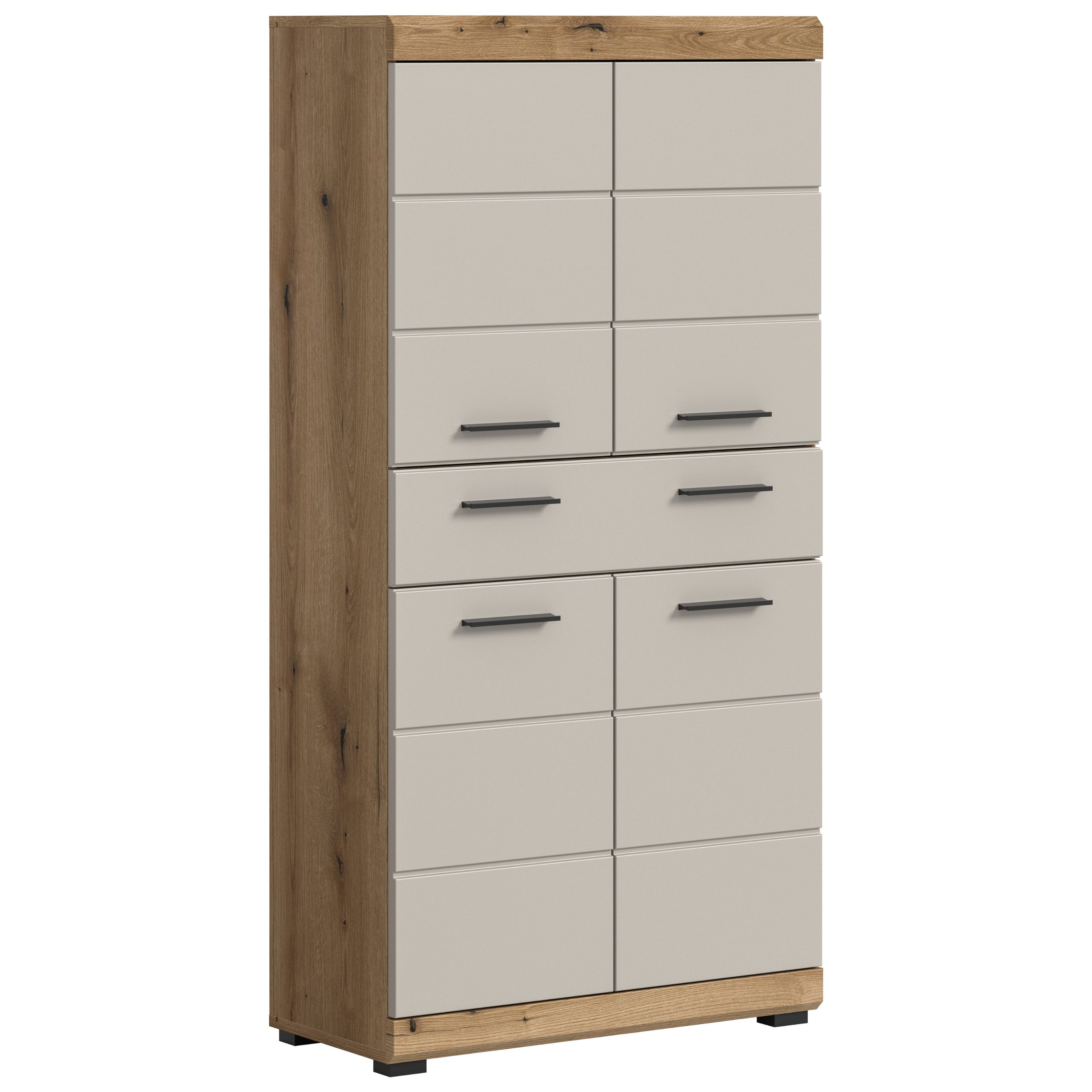 furnling Midischrank Scott 1 Schublade, 4 Türen, 4 Fächer, Badmöbel, Badschrank, 74 cm breit