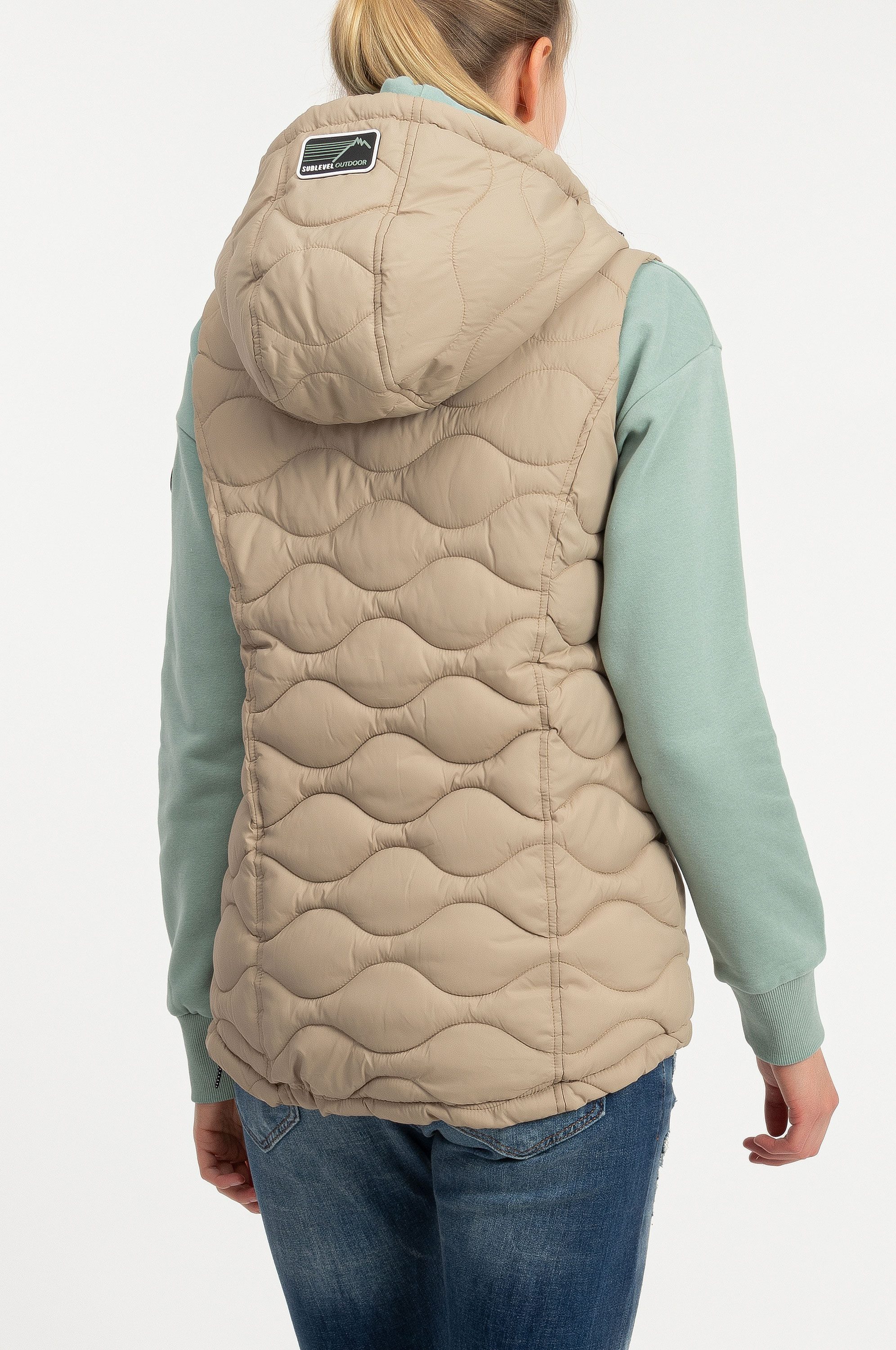 SUBLEVEL Steppweste Damen mit Kapuze Waistcoat Bodywarmer Waistcoat kurze Winter Weste