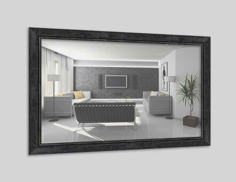Mende Frames Wandspiegel H660, Schwarz, aus Massivholz im Vintage Stil