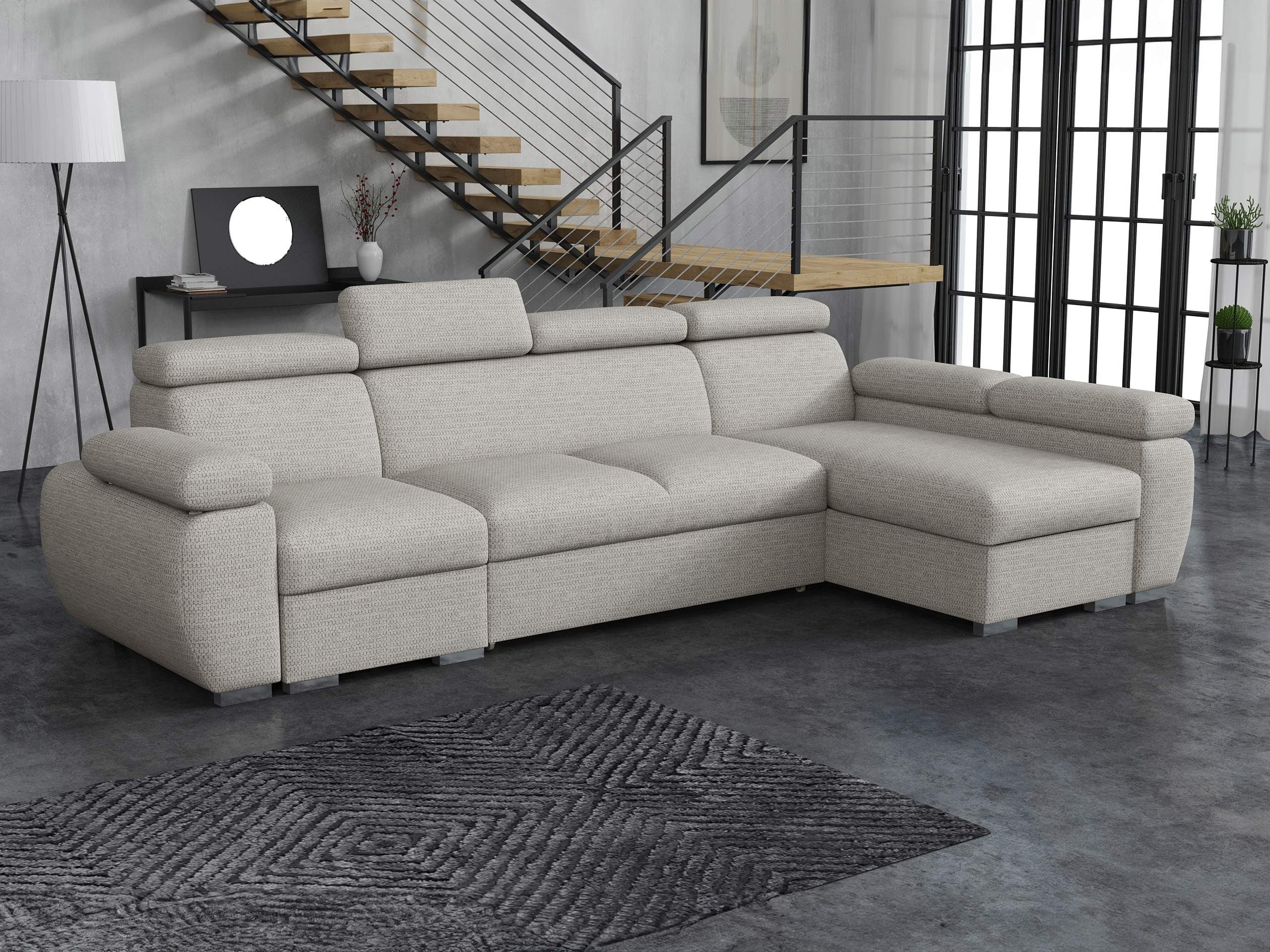 MIRJAN24 Ecksofa Boston LCP, mit zwei Bettkästen und Schlaffunktion, Verchromte Metallfüße, Holzkonstruktion