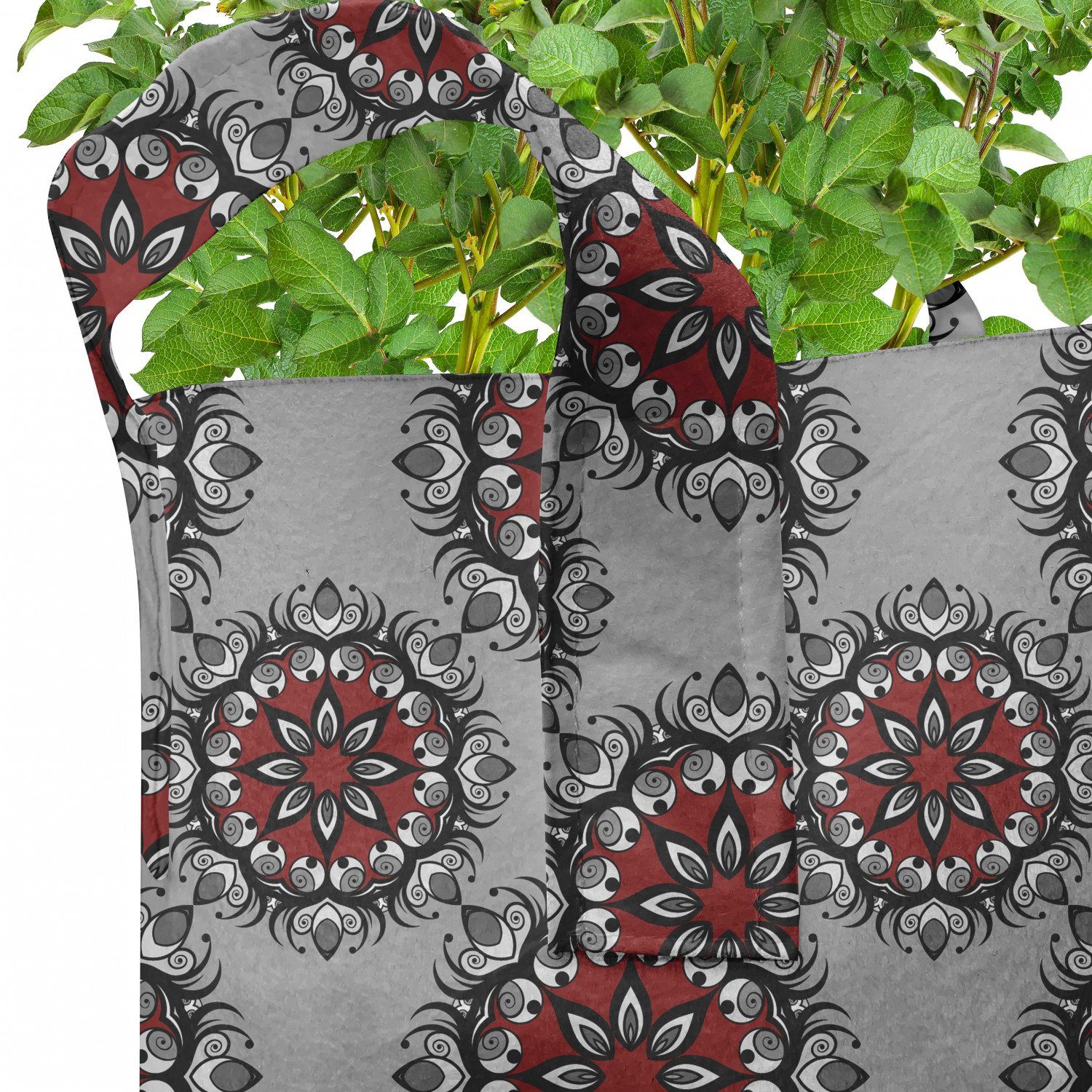 Abakuhaus Pflanzkübel hochleistungsfähig Stofftöpfe mit Marokkanische Burgund Blume für Pflanzen, Rose Griffen