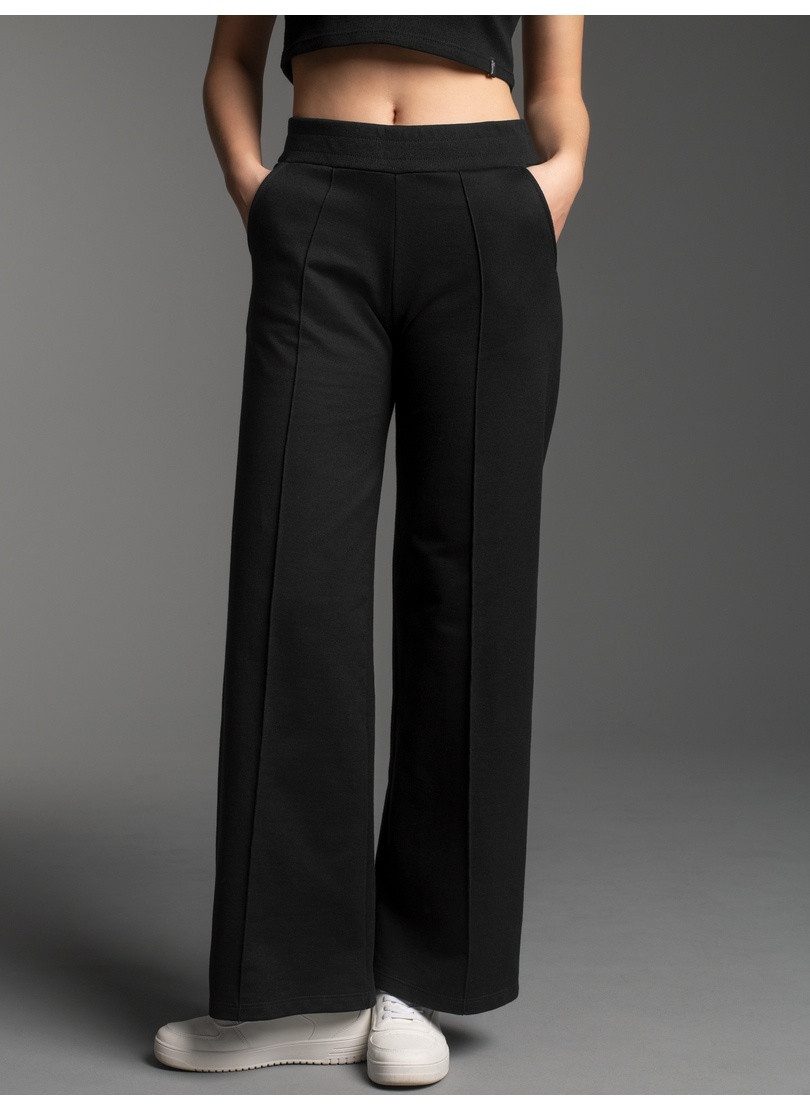 Trigema Jerseyhose TRIGEMA Freizeithose mit weitem Bein und hohem Bund (1-tlg)