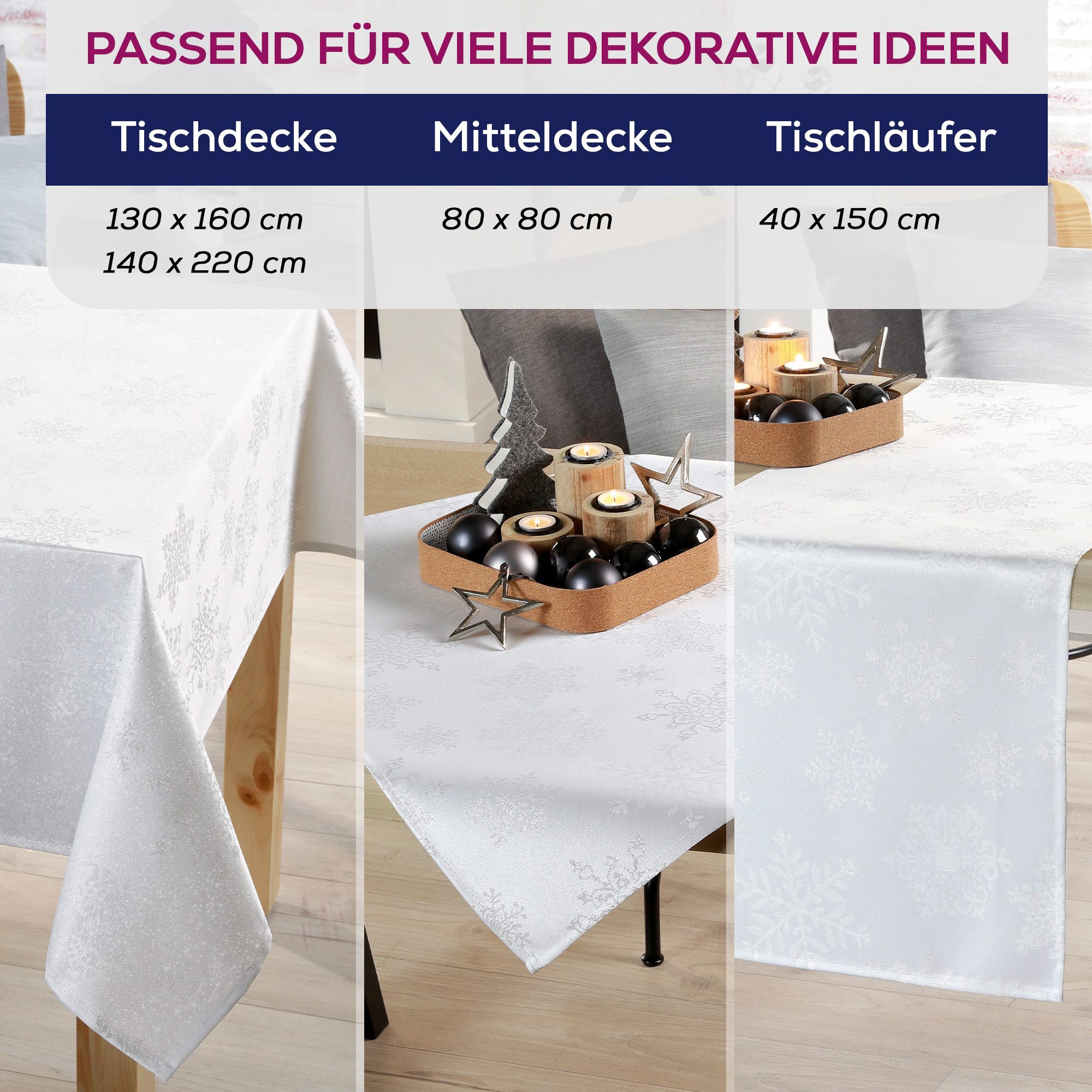 Beautex Tischdecke Lurex Tischdecke Weihnachten, Silber Gold glänzend, Weih günstig online kaufen