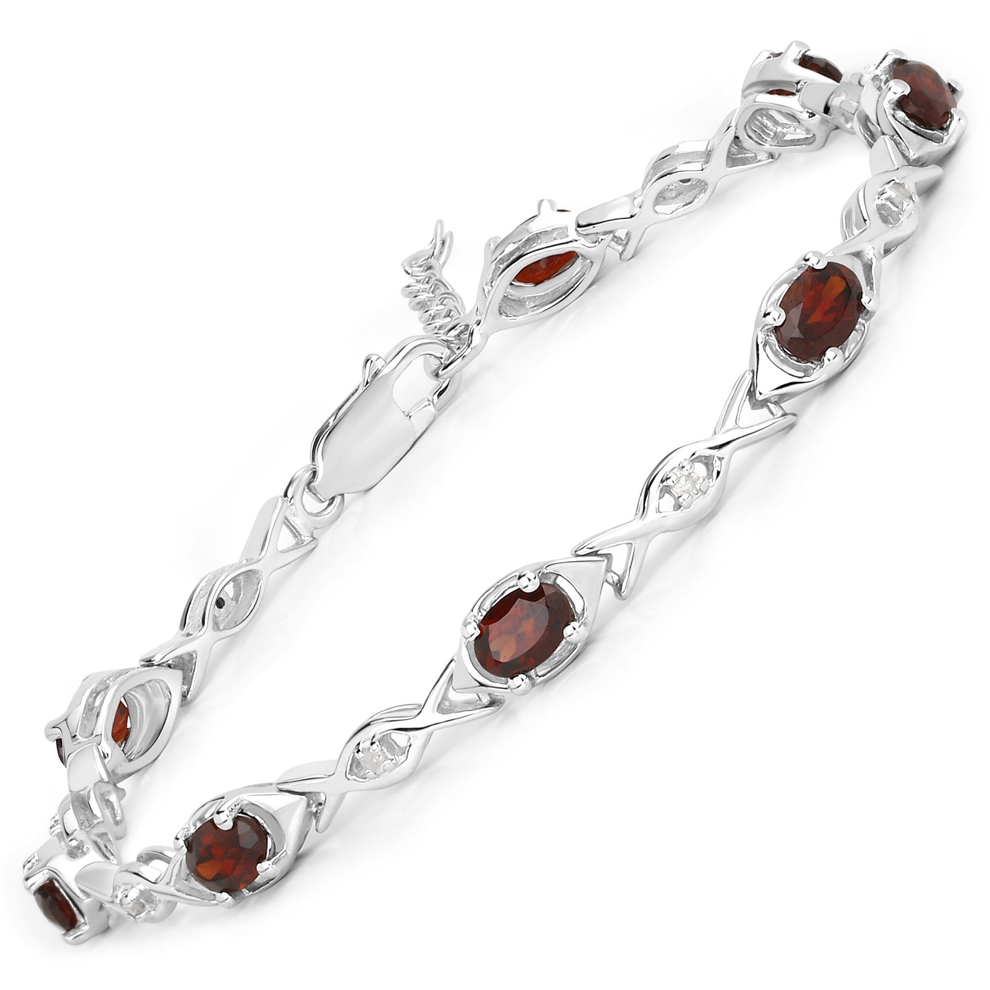 Vira Jewels Armband 925-Sterling Silber rhodiniert Glänzend Granat bordeaux