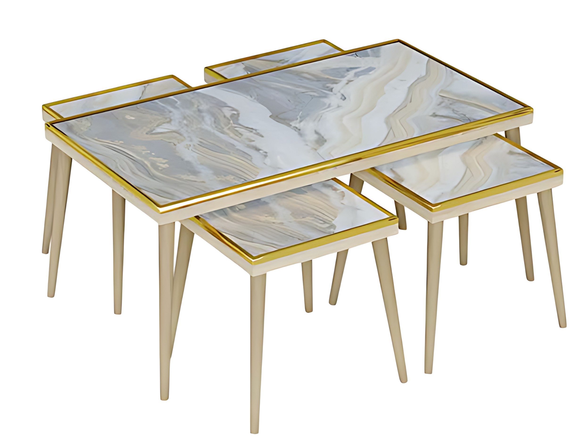 Xlmoebel Satztisch Wohnzimmer-Set aus Holz und Edelstahl mit buntem Design, Made in Europa