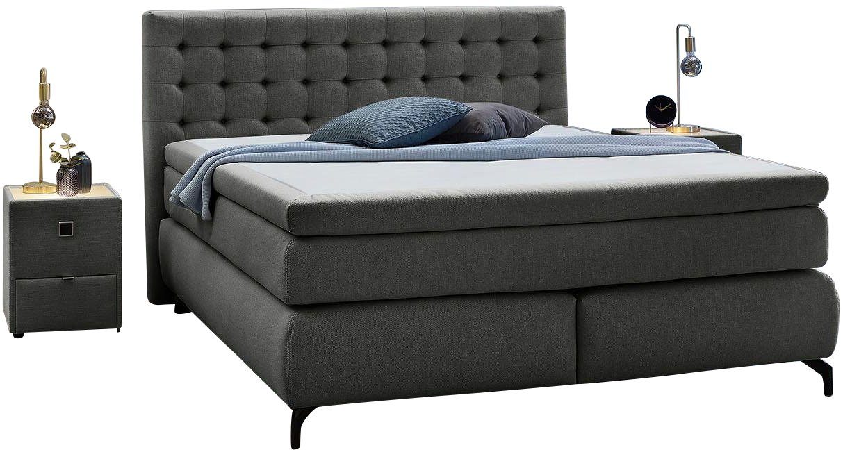 Jockenhöfer Gruppe Boxspringbett JESSICA inkl. 7-Zonen-TTFK-Matratze H3/H4, 9 cm Kaltschaum-Topper, Gewebe- oder Velours-Bezug, 180 cm x …