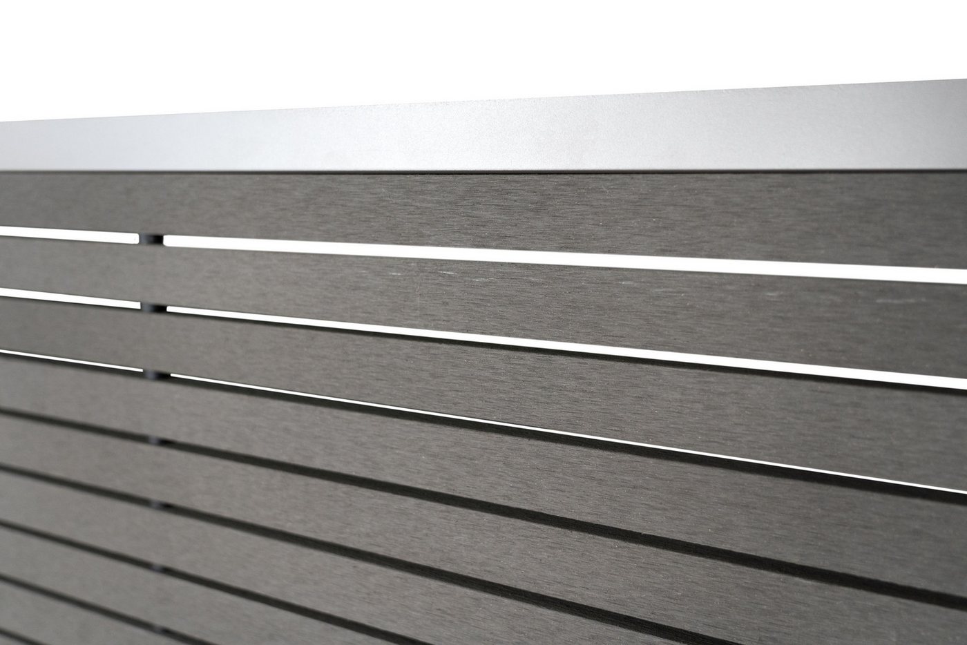 Thumbnail - GartenLand Zaun WPC Steckzaunsystem Air Gap ca. 180x180 cm, (Set, Ohne Pfosten), Schiefergrau / Alu Silber