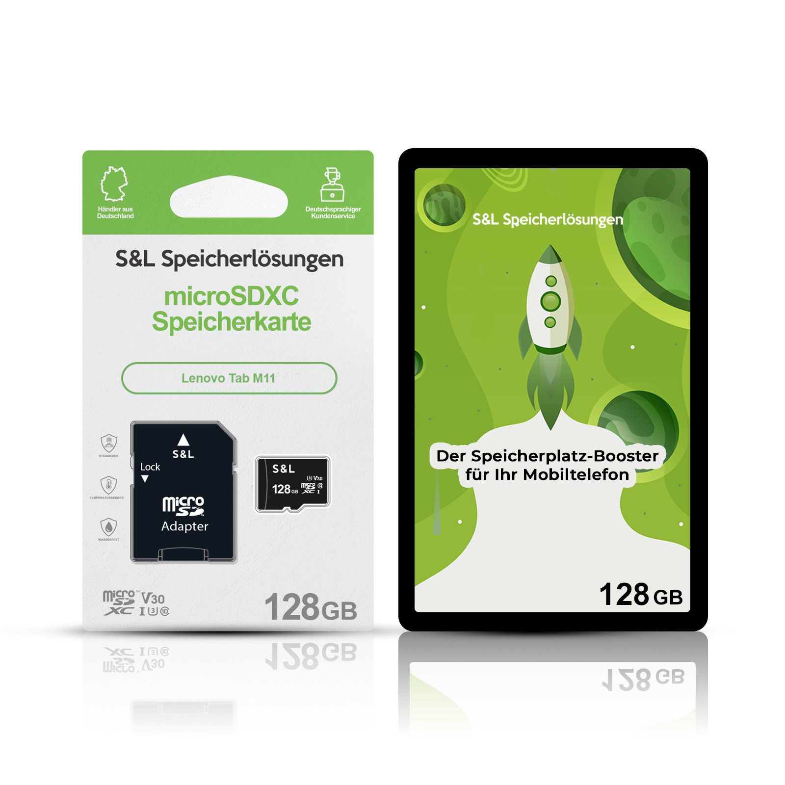 Tec-Expert microSD Karte S&L für Lenovo Tab M11 Speicherkarte (128 GB, Class 10, microSDXC)