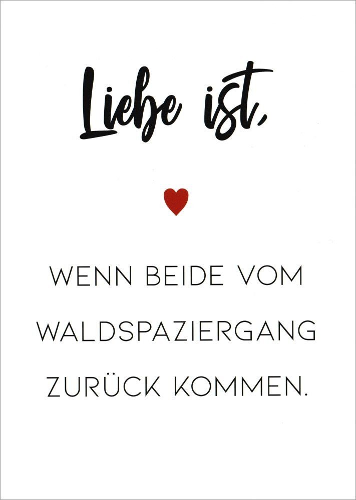 Postkarte "Liebe ist, wenn beide vom Waldspaziergang"