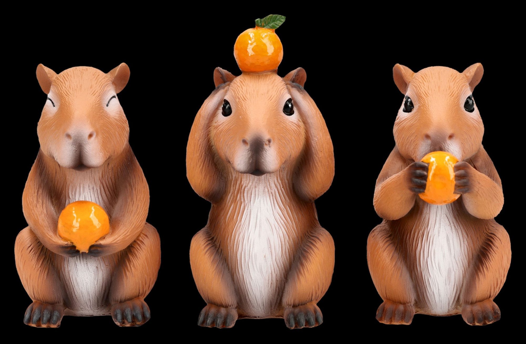 Figuren Shop GmbH Tierfigur Capybara Figuren Set - Drei Weise Deko Figuren Geschenkidee Dekofigur
