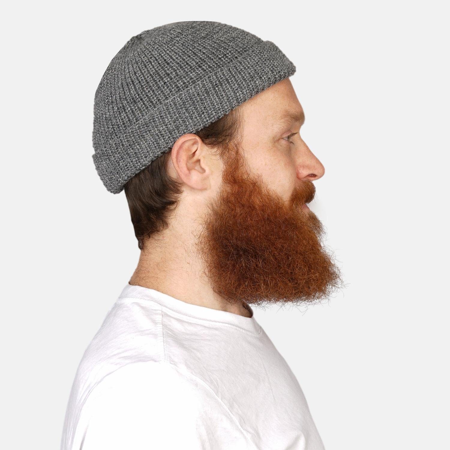 HANSEHELD Strickmütze Seebär Dockermütze Seemannsmütze kurz flach GOTS - Made in Germany