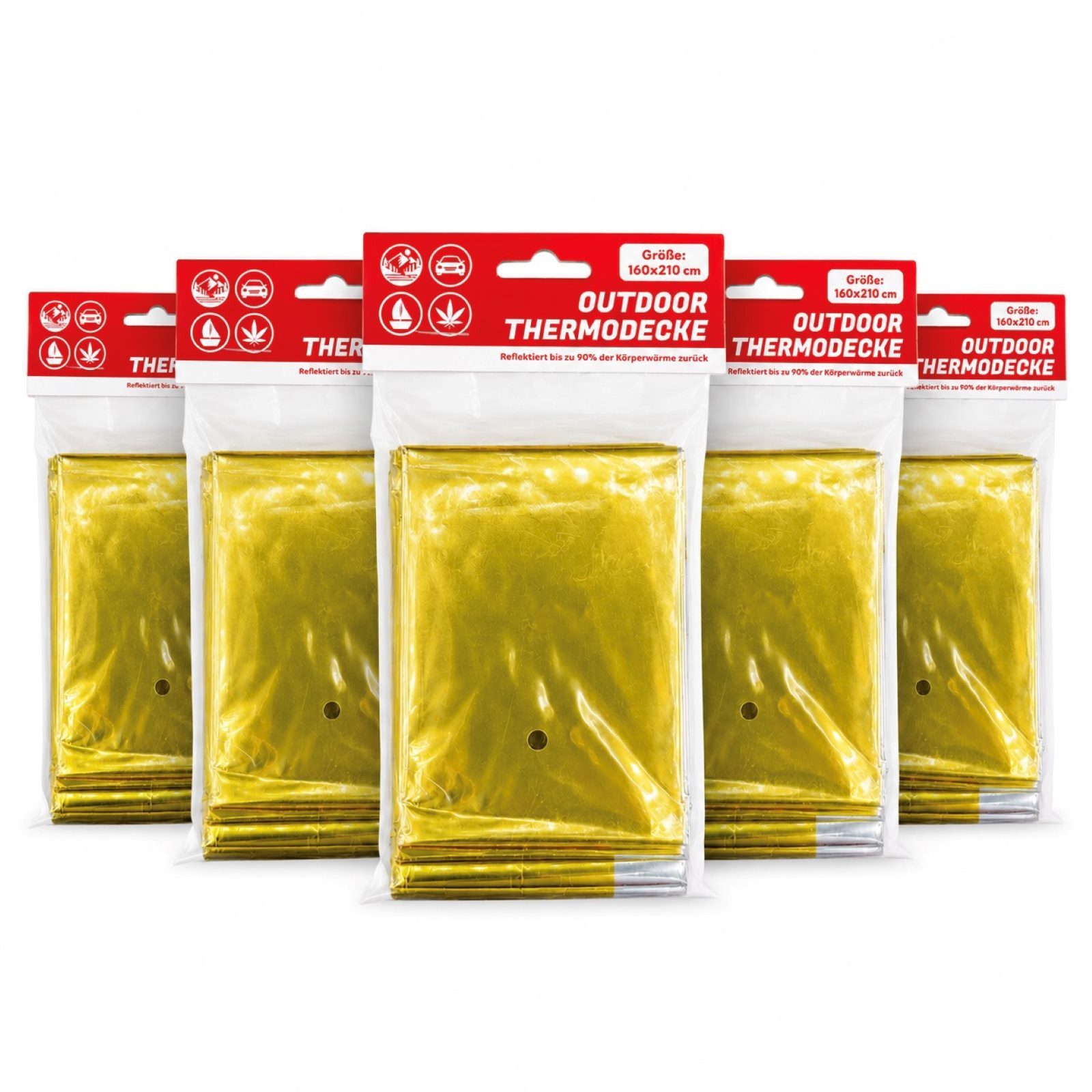 HAC24 Erste-Hilfe-Set Rettungsdecke Gold/Silber Rettungsfolie Notfalldecke, (5 St), für Auto, Erste Hilfe, Camping & Outdoor