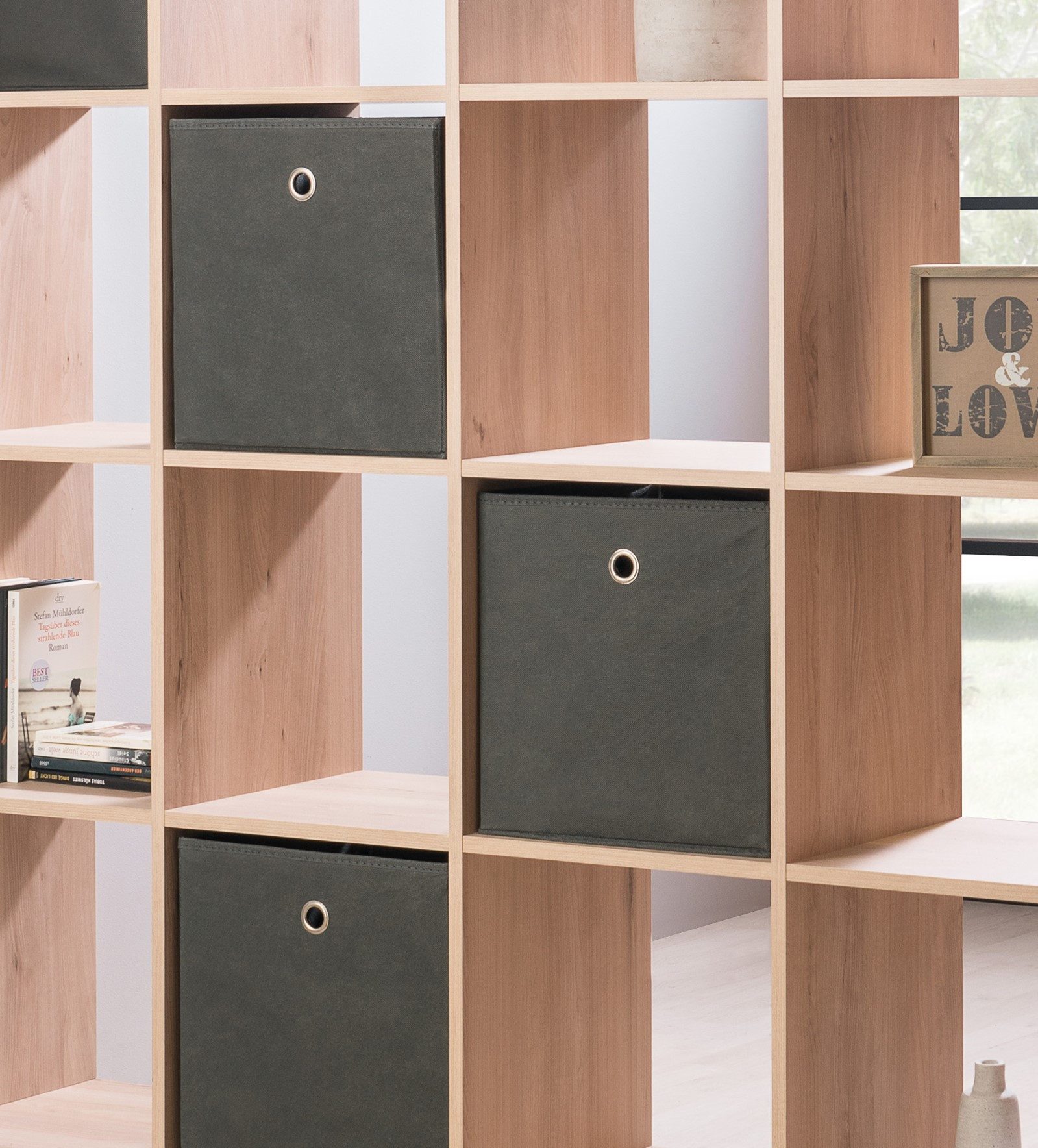 Fun Möbel Faltbox Box City WOOD 1 32 x 32 cm (1 Stück), Made in Europa