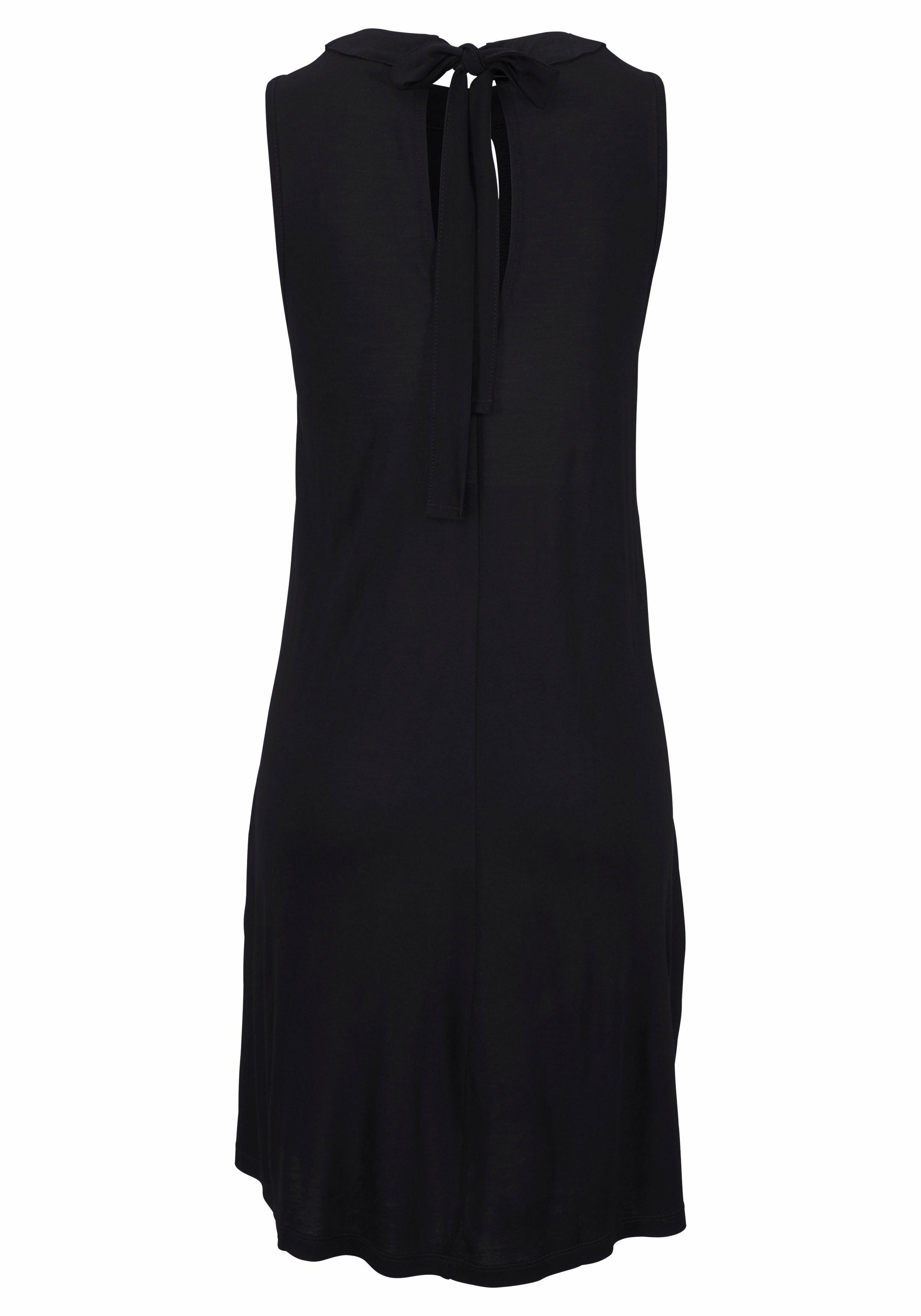 LASCANA Jerseykleid in weit schwingender Form mit Taschen, figurumspielend Sommerkleid mit Bindeband im Nacken, elegantes Viskosekleid, Festival – Bild 4 von 5