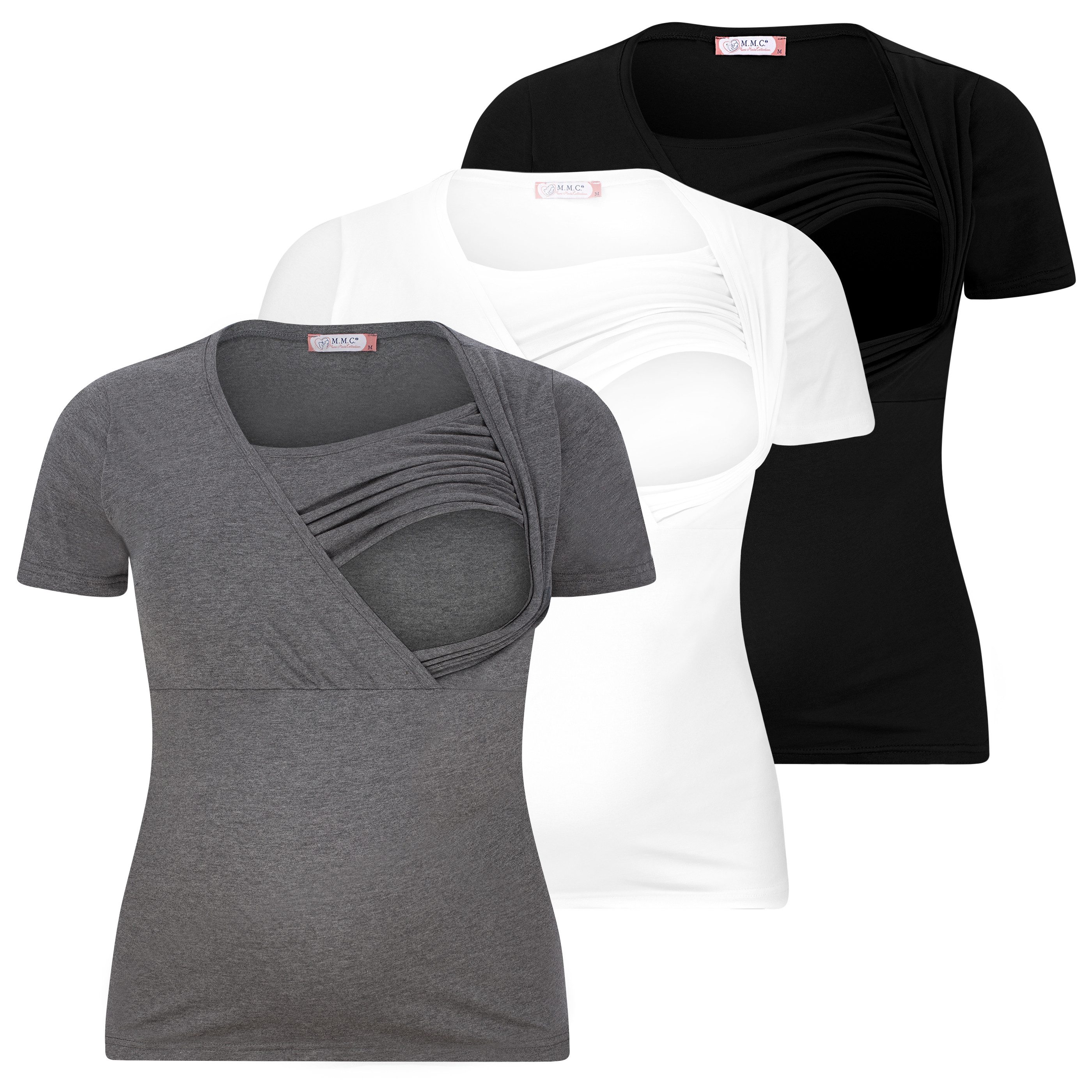 M.M.C. Stillshirt Stillmode Umstandsshirt 3er Set Umstandsmode (3-tlg) Schwangerschaftsshirt