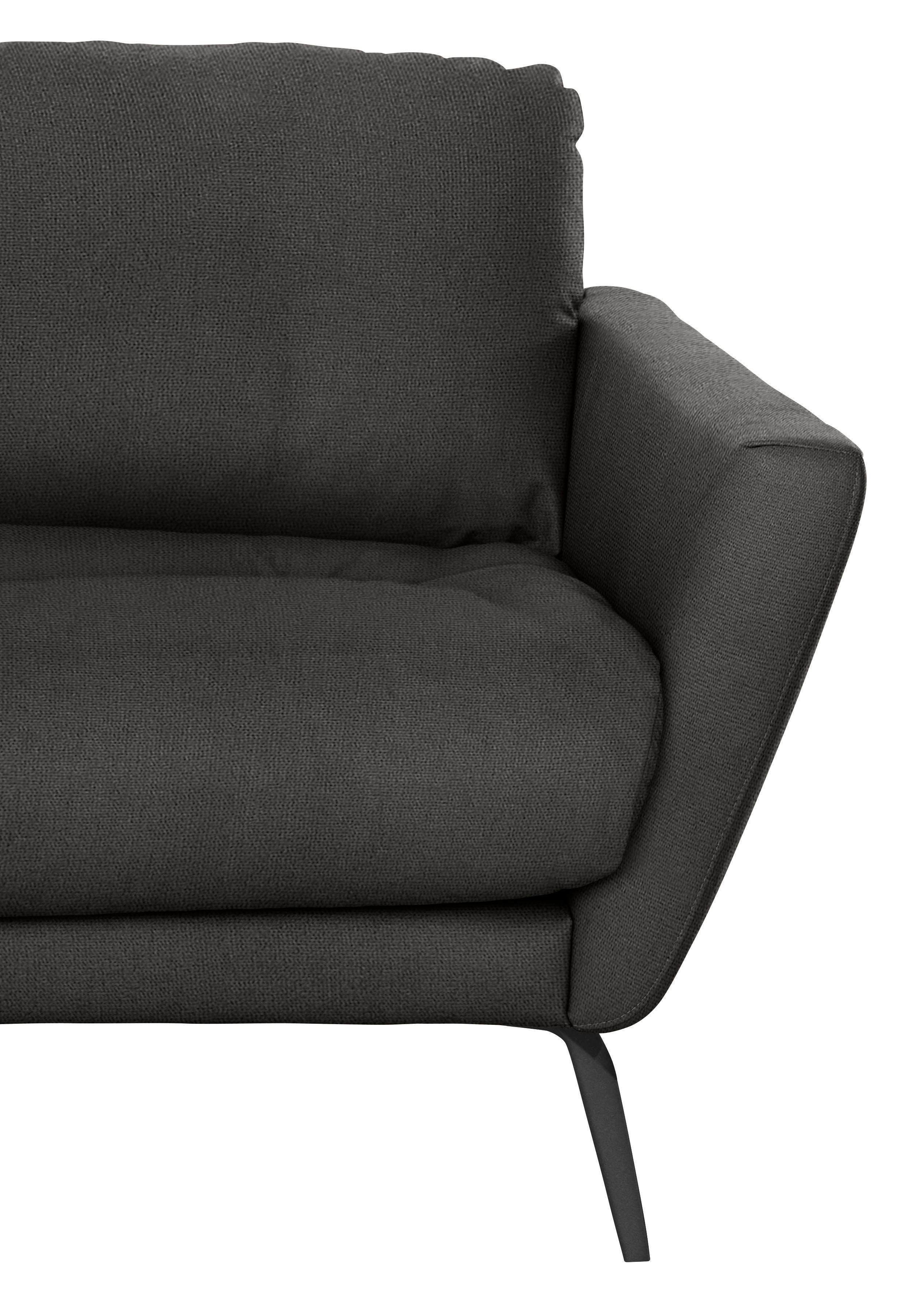 W.SCHILLIG Big-Sofa softy, mit im Sitz, schwarz dekorativer Heftung Füße pulverbeschichtet