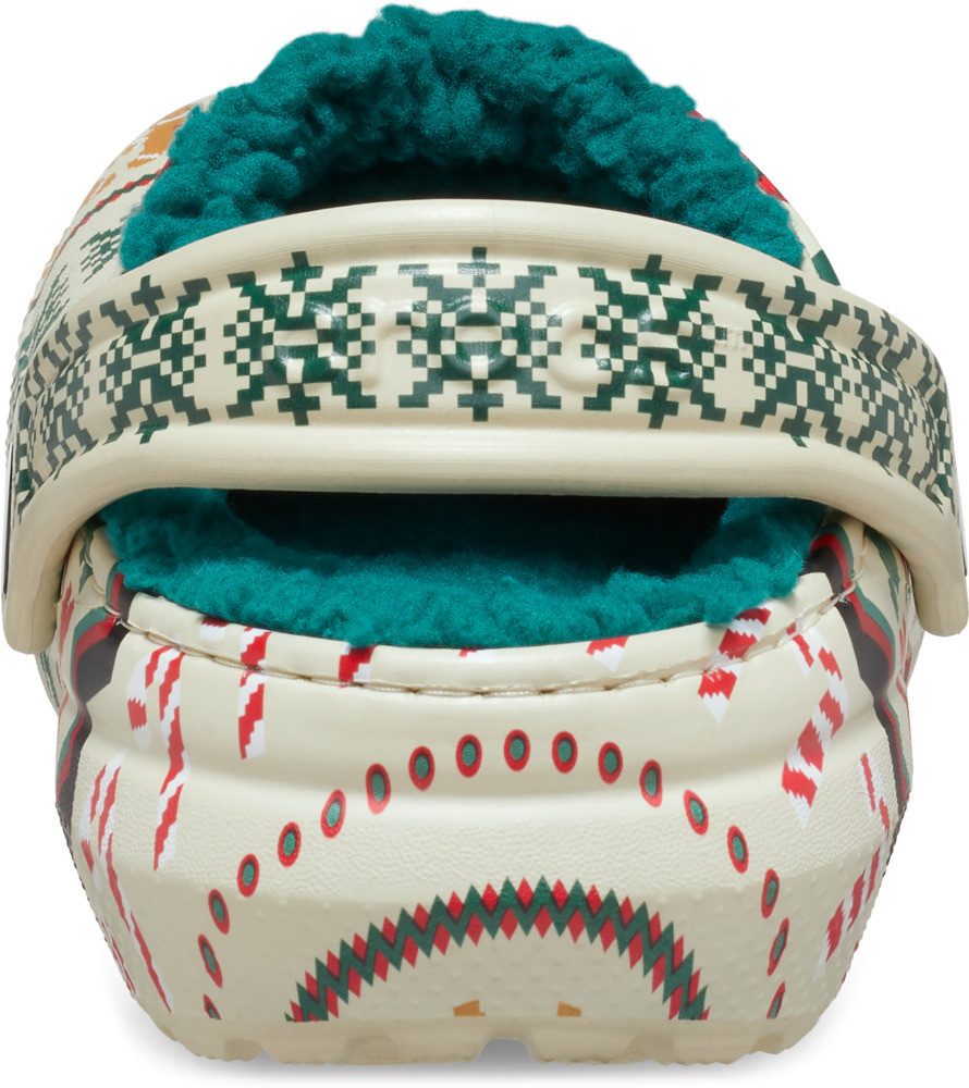 Crocs Classic Lined Isle Clog T Clog Weihnachtsschuh, Hausschuh mit buntem Festive Print
