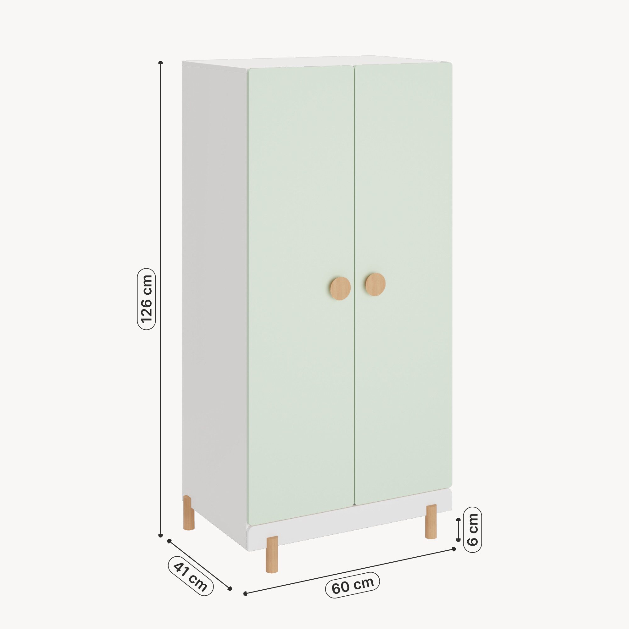 en.casa Kinderkleiderschrank »Vaarentaa« 126x60x41 cm Weiß/Mintgrün