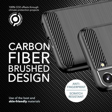 Nalia Smartphone-Hülle Samsung Galaxy S23 Plus, Carbon-Look Silikon Hülle / 2x Displayschutz / Karbon-Optik Handyhülle