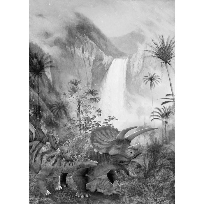 Komar Fototapete Jurassic Waterfall glatt Comic Retro bedruckt mehrfarbig BxH: 200x280 cm