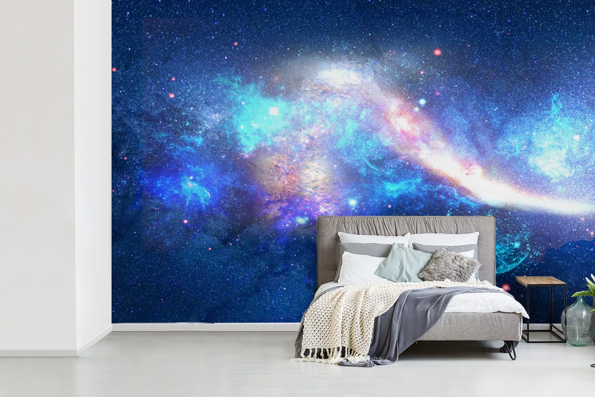 Wallpaper Fototapete für Universum Schlafzimmer, Vinyl Matt, MuchoWow Wohnzimmer, - Tapete (6 Kinderzimmer, bedruckt, Sterne, Blau St), -
